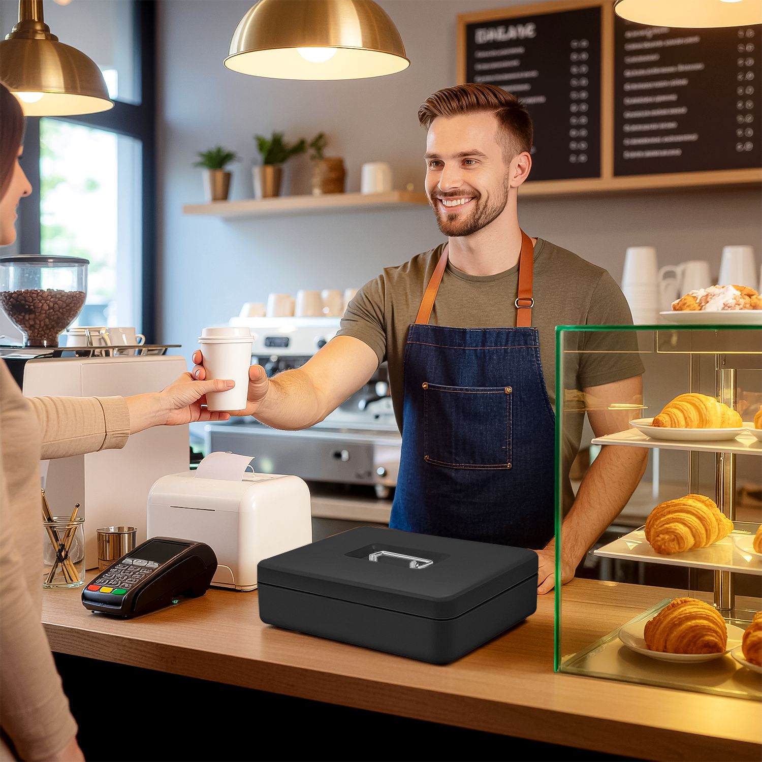 Compact and Portable: Designed for versatility, this lightweight cash box with lock is perfect for home, office, school, or retail use, keeping your essentials secure and accessible