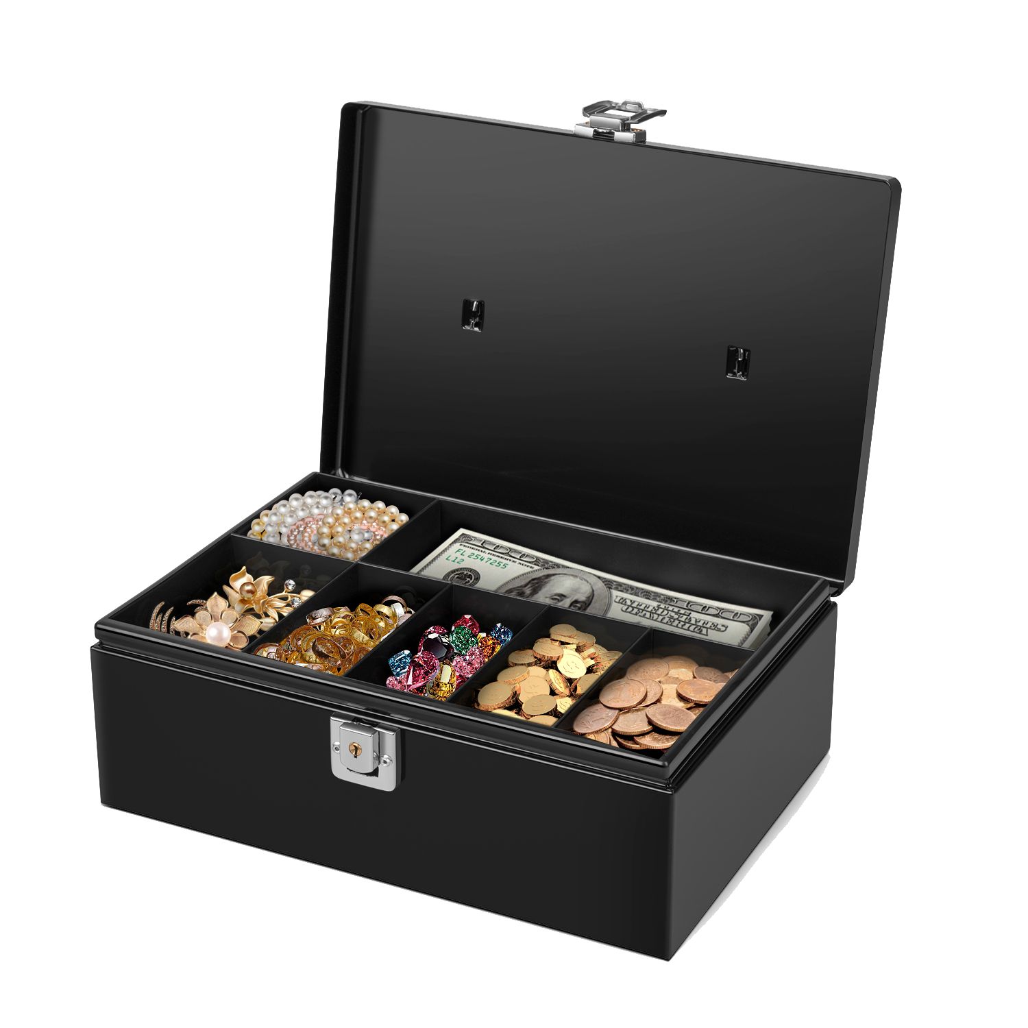 Cash Box with Money Tray Lock latch Steel for Cashier Drawer Money Safe