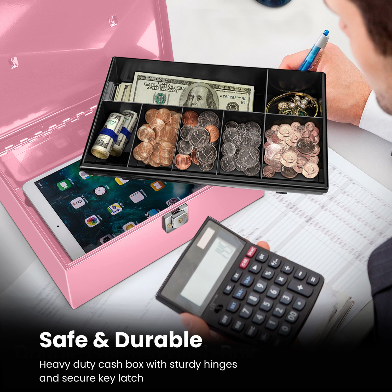 Durability Meets Design: A sleek pink finish, heavy-duty hinges, solid steel construction, and secure key latch with lock  perfectly blend durability and style