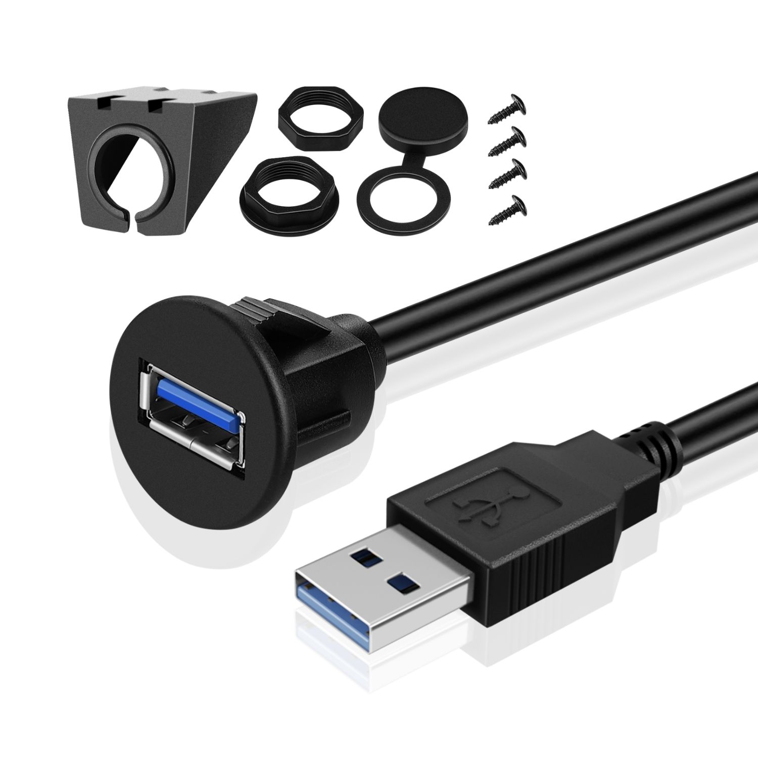 Cable Length: 5m Occus 0.3-5M Computer Data Line USB 2.0 Extension Cord with Ears Mount Extension Cable Wired