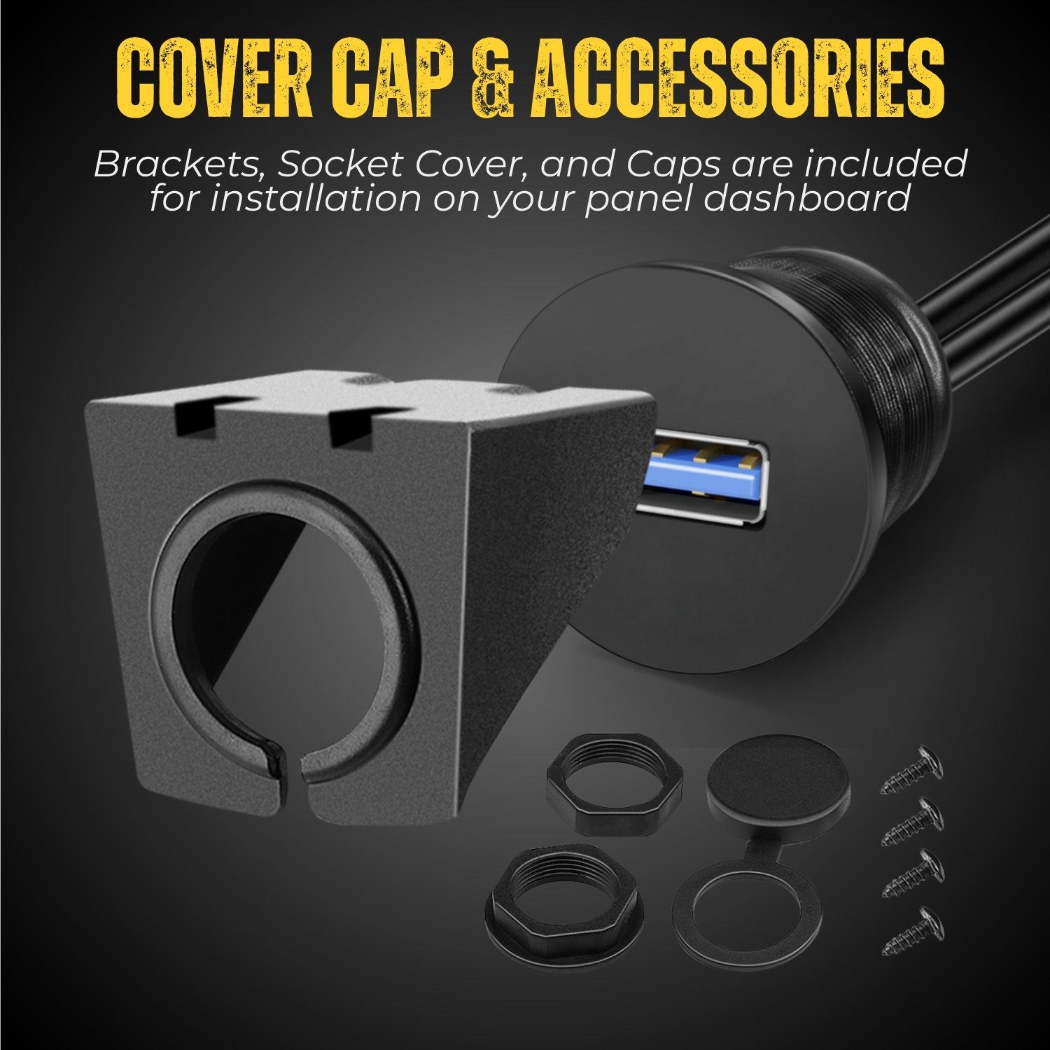 USB 3.0 Flush Mount Cable Dashboard Panel Dash Mount 1 Port Socket (1