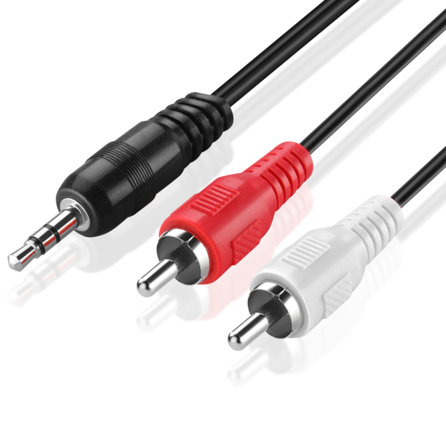3.5mm to RCA Audio Cable (15 Feet) Bi-Directional Male to Male Nickel Plated Connector AUX Auxiliary Headphone Jack Plug Y Adapter Splitter Converter to Left / Right Stereo 2RCA Wire Cord