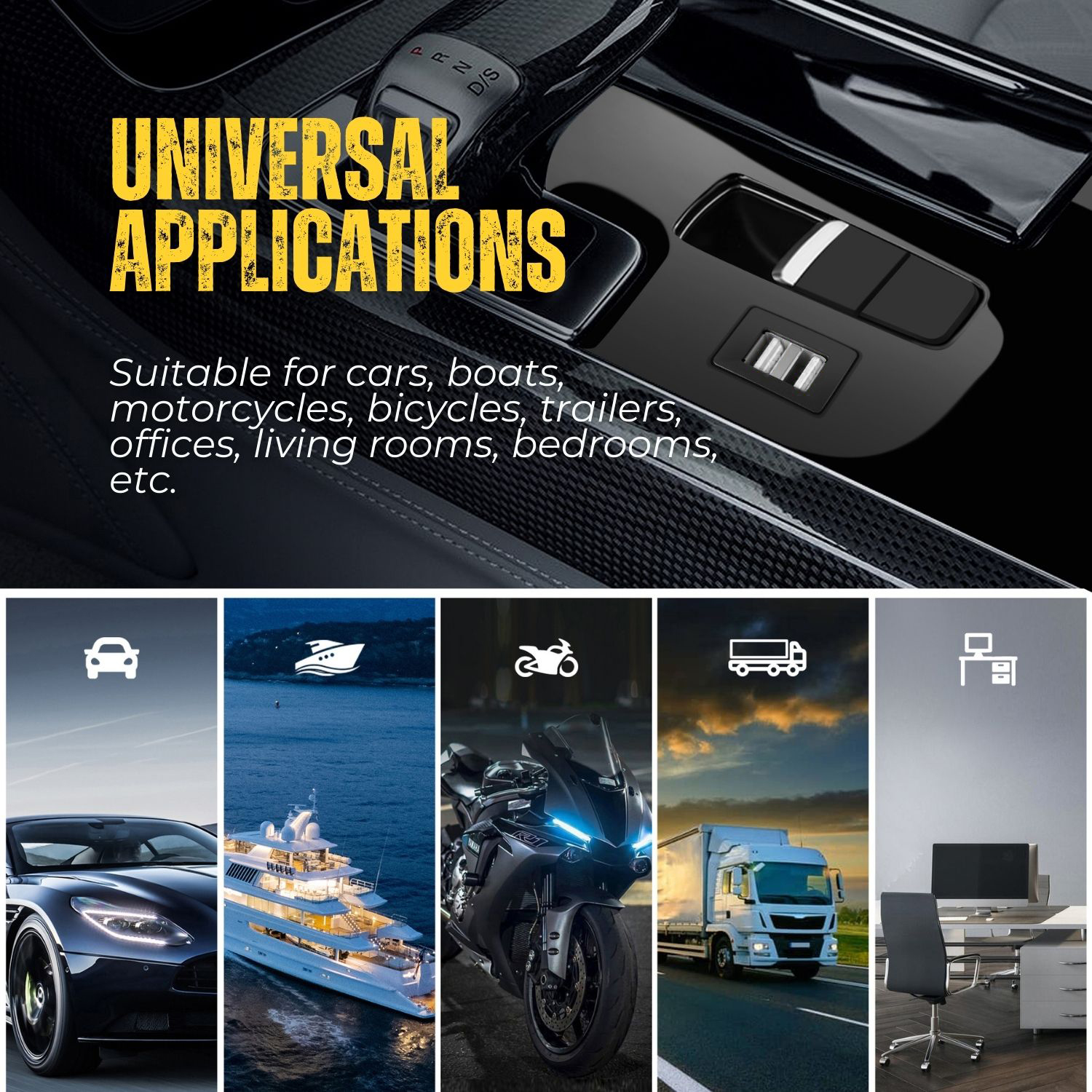 Dual USB Ports: Compatible with USB 2.0, USB 1.1 ports and any stereo system that comes with USB input; Perfect for stereo installation on ATVs, UTVs, cars and trucks, etc.