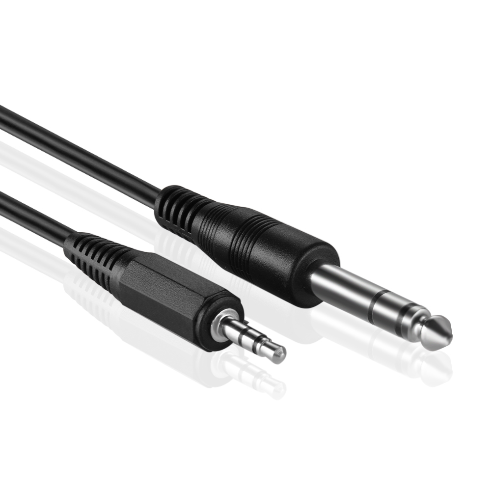 3.5mm jack to 6.35mm 1/4" audio stereo adapter cable is capable of carrying both balanced audio signals and stereo (left, right) audio signals. Perfect for connecting between devices with 1/8" and 1/4" jacks. You can easily connect your iPod, laptop, or similar device to a mixing console, home theater devices, and amplifiers