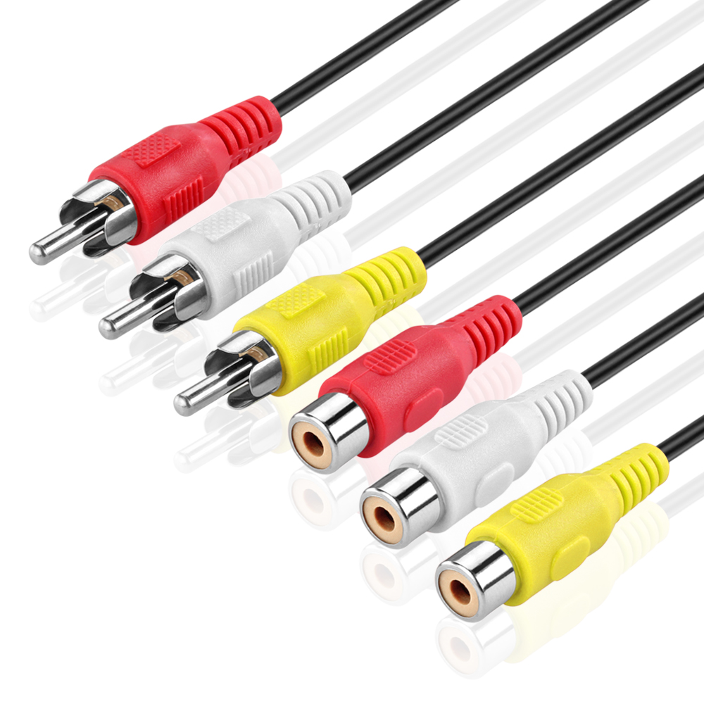 RCA Extension Cable (6 Feet) 3RCA Composite Video Audio Extender Adapter Cord Wire Coupler Male to Female Dual Red/White Connector Jack Plug Extend Video Audio 2 Channel Stereo (Right and Left)