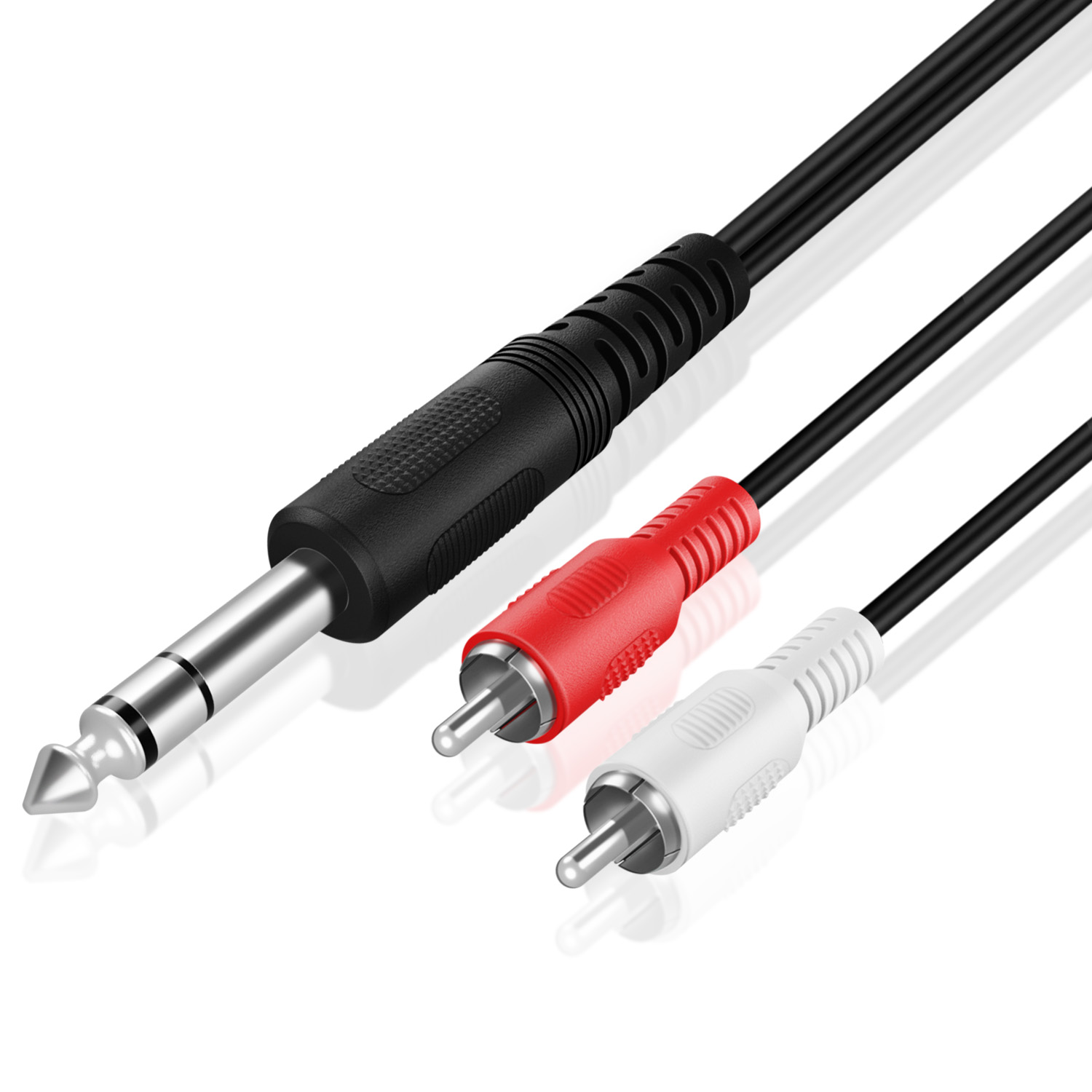 Premium 1/4 Inch TRS To Dual RCA Audio Cable (3FT) - Male 6.35mm 1/4" TRS to 2RCA Connector Wire Cord Plug Jack