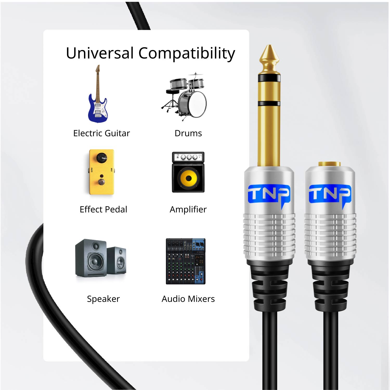 Optimized Audio Transmission: This 1/4 male to 3.5mm female adapter cable is designed with balanced, solid conductors to minimize noise rejection and eliminate distortion, offering deeper bass and crystal-clear sound