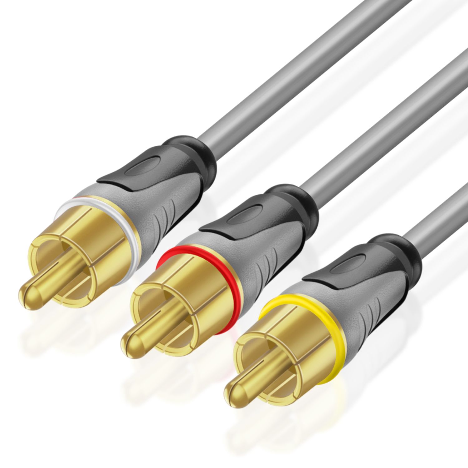 Premium 3 RCA Cable (6 FT) - 3RCA AV RCA Composite Video + 2RCA Stereo Audio M/M Male to Male Gold Plated  RCA Connector Plug Jack Wire Cord