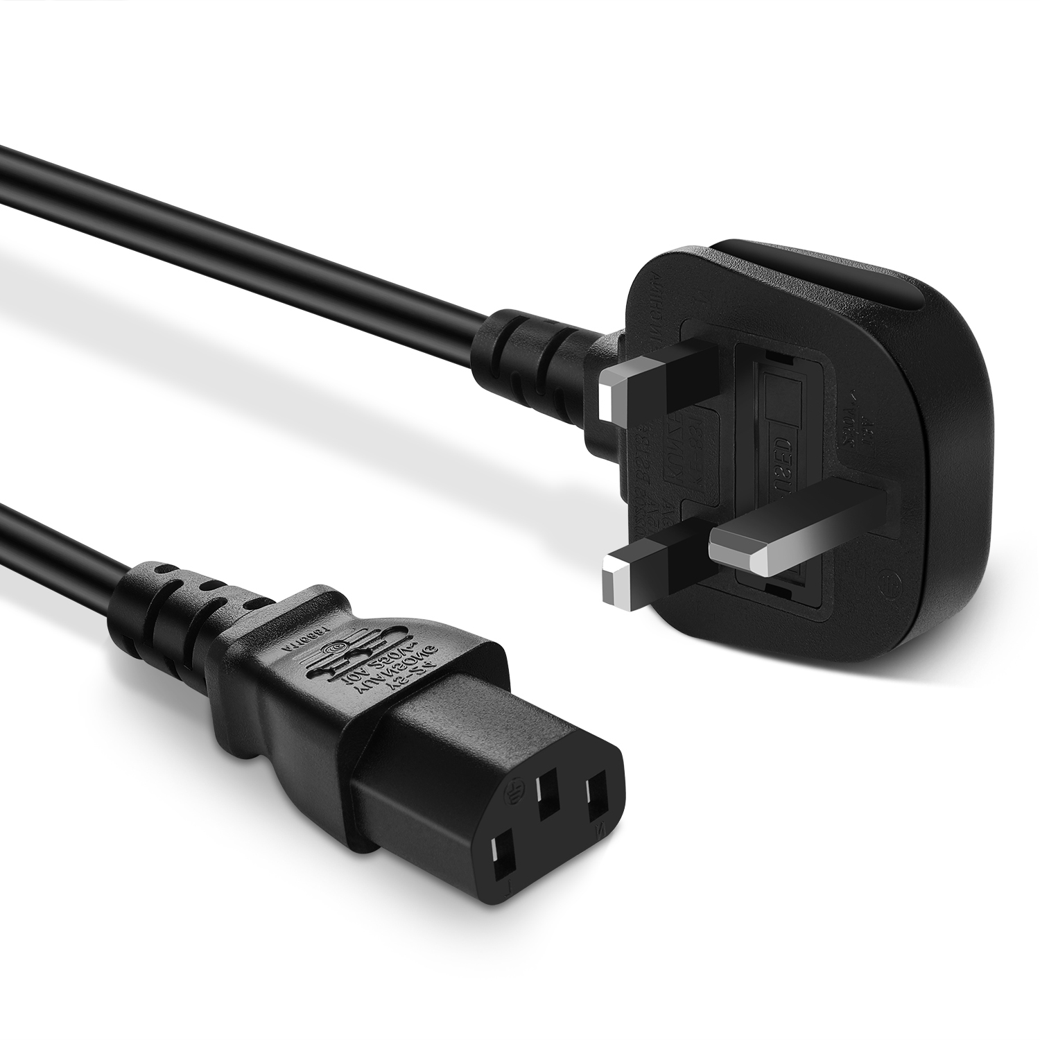 Replacement power cord for most models of a desktop PC computer, scanner, printer, LED TV, computer monitor, projector, powered speakers, laser printer, Sony PlayStation 3 PS3 and more that have a removable power cord and use the 3-pin shroud power connector