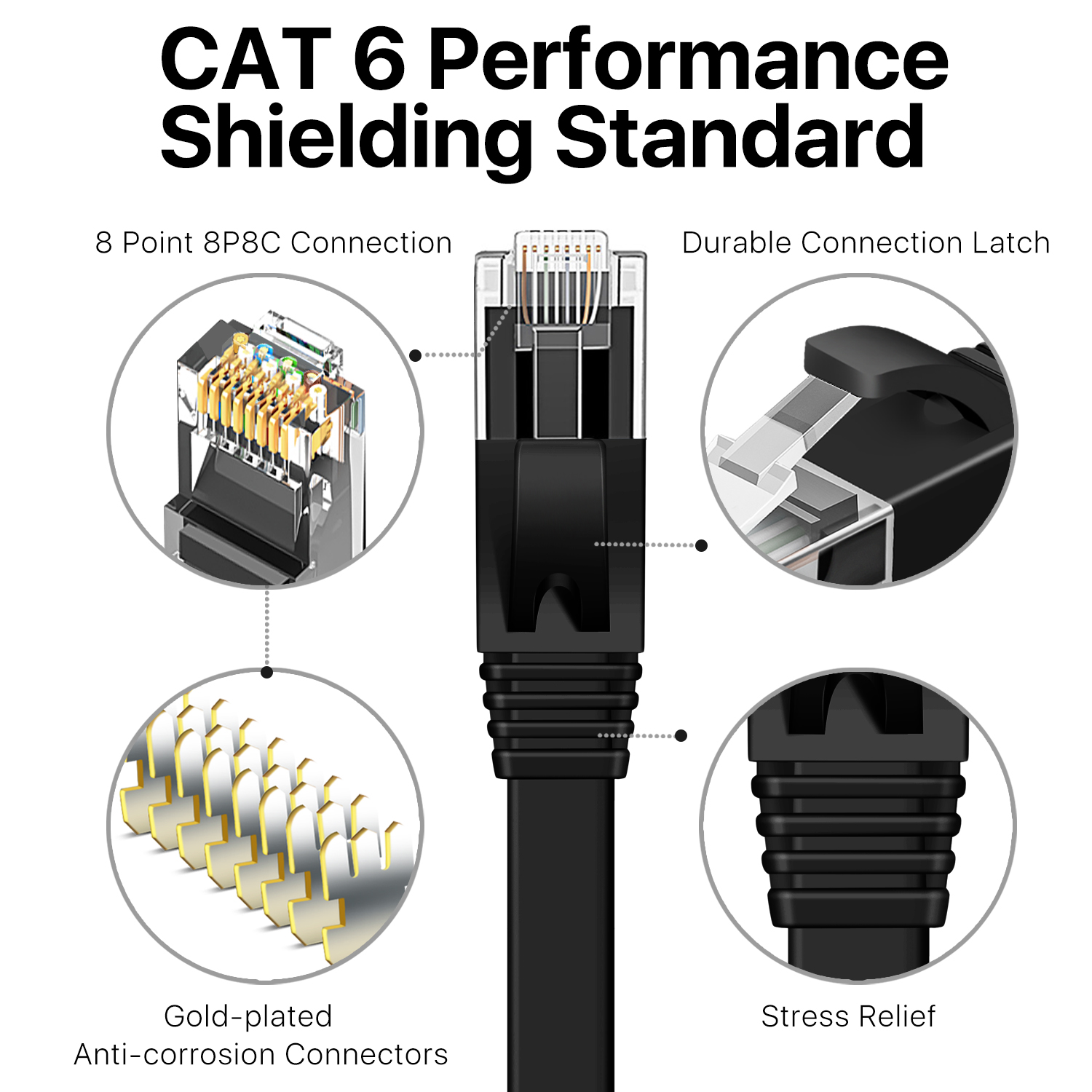 Premium Quality Materials - Solid 24 AWG copper filaments, PE insulation molding that prevents internet cable signal interference; molded strain-relief boots, and snagless molds for a secure and reliable connection.