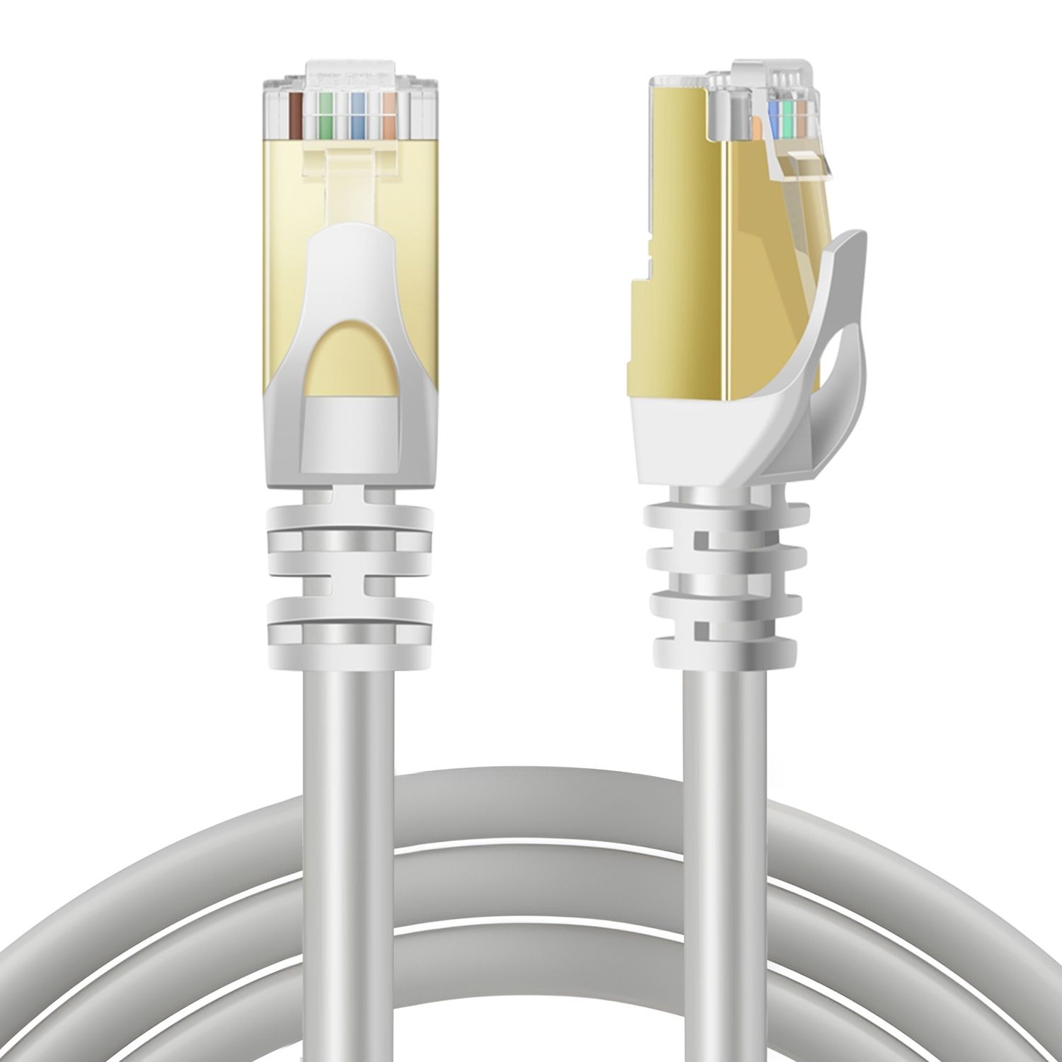 Cat 6 Ethernet Cable 100ft, Ethernet Patch Cable Cat6 RJ45 Cable Connector LAN Network Gigabit Internet Wire Patch Cord - Premium Snagless Computer Ether Wire (100 Foot White)