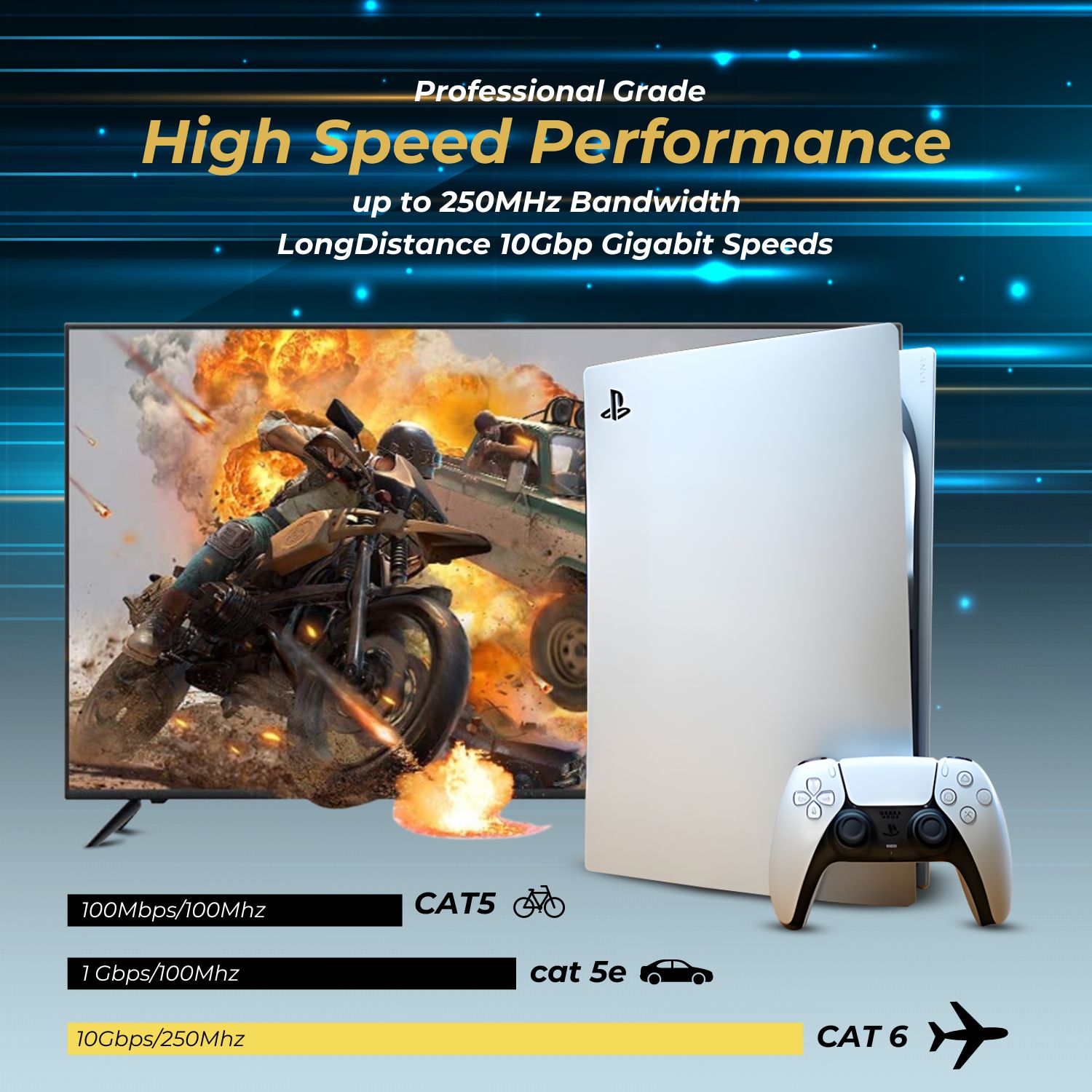 Durable & Tangle-Free Design: The TNP Cat6 Cable features snagless RJ45 cable connectors with molded strain-relief boots and a flexible PVC jacket to ensure long-lasting use without tangling or breakage