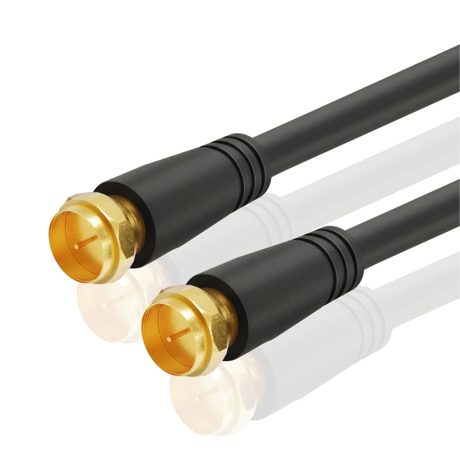 Coaxial Cable (1.5 Feet) with F Connectors F-Type Pin Plug Socket Male Twist-On Adapter Jack with Shielded RG59 RG-59/U Coax Patch Cable Wire Cord Black