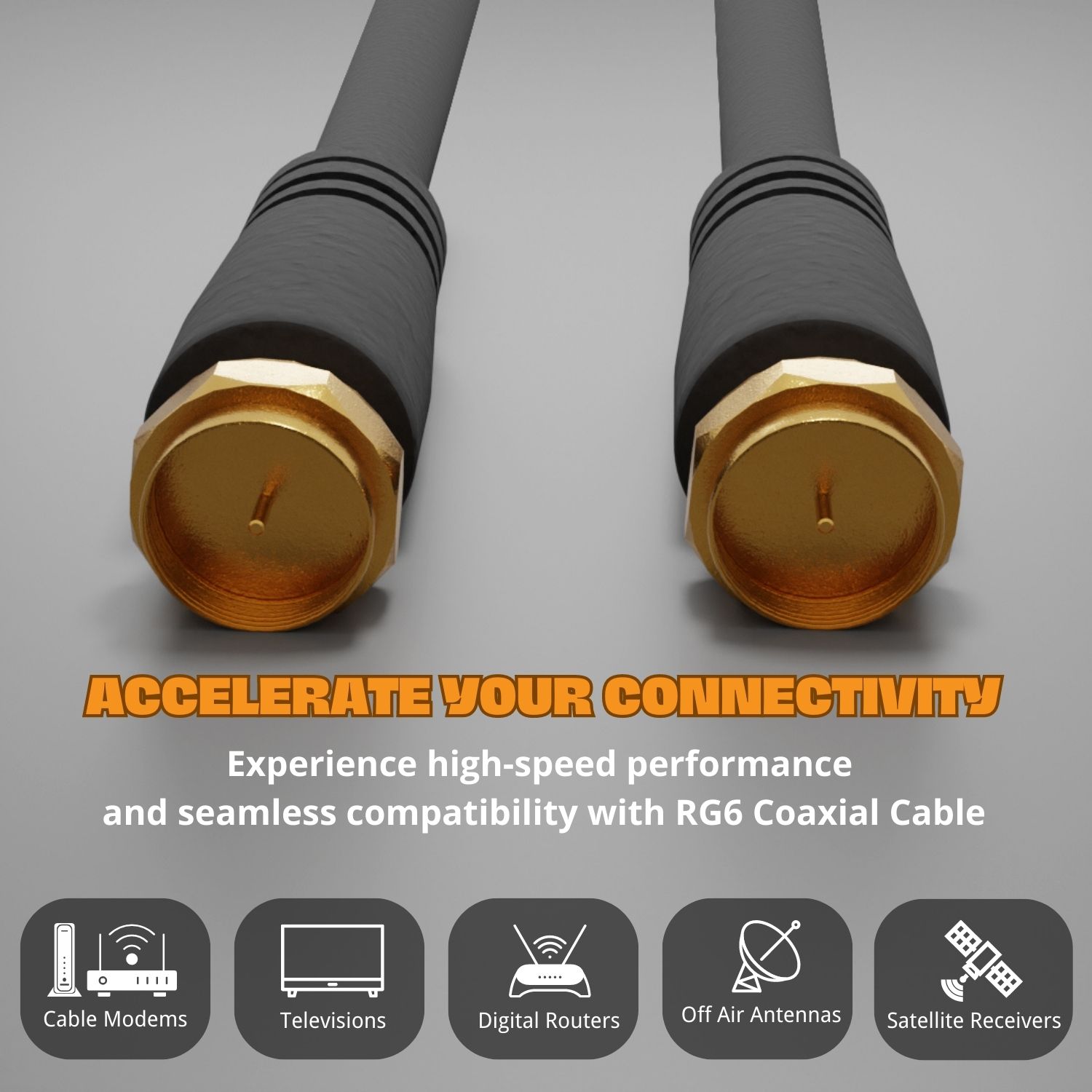High Speed Coaxial Cable - Our RG6 Coax Cable ensures accurate video signal transfer with pristine audio quality for a range of devices such as digital TV, satellite TV, AV audio systems, and more