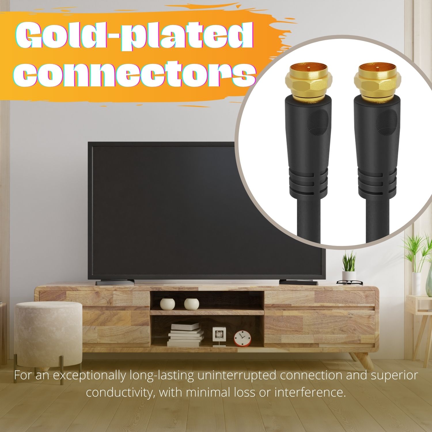 75 Ohm High Impedance - The cable tv coaxial cable is durable, weatherproof, & UV-resistant PVC jacket. Designed for consistent frequency transmission, this RG6 coax extender ensures there's no signal degradation across long distances