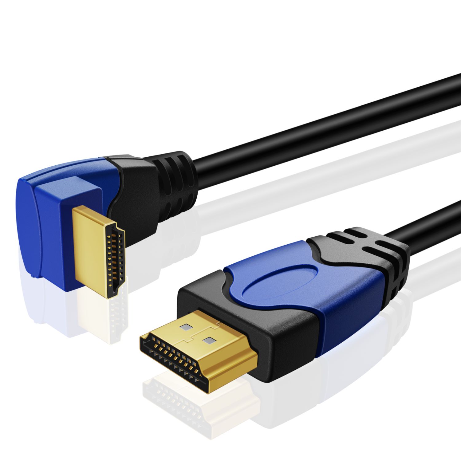 Right Angle HDMI Cable (90 Degree) - right angle design allows better fitting for wall-mounted devices, narrow spaces, solving the embarrassment of limited spaces between wall and device; (Please refer to product images to make sure you purchase the desired angle)