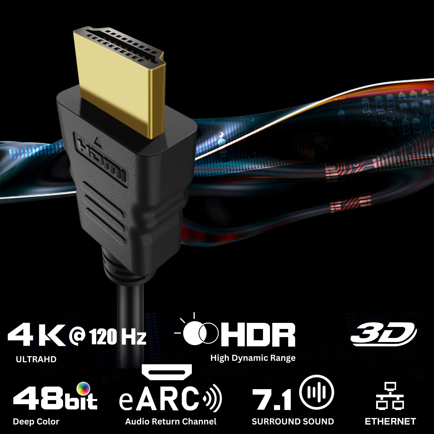 High Speed Performance - High Speed HDMI Cable provides 10.2 gbps / 340 MHz data transferring speed and up to 240hz Refresh Rates; Supports resolutions up to 4Kx2K (UHD), 4096x2160, 3840x2160, 2560x1600, 2560x1440, 1920x1200, and 1080p picture quality