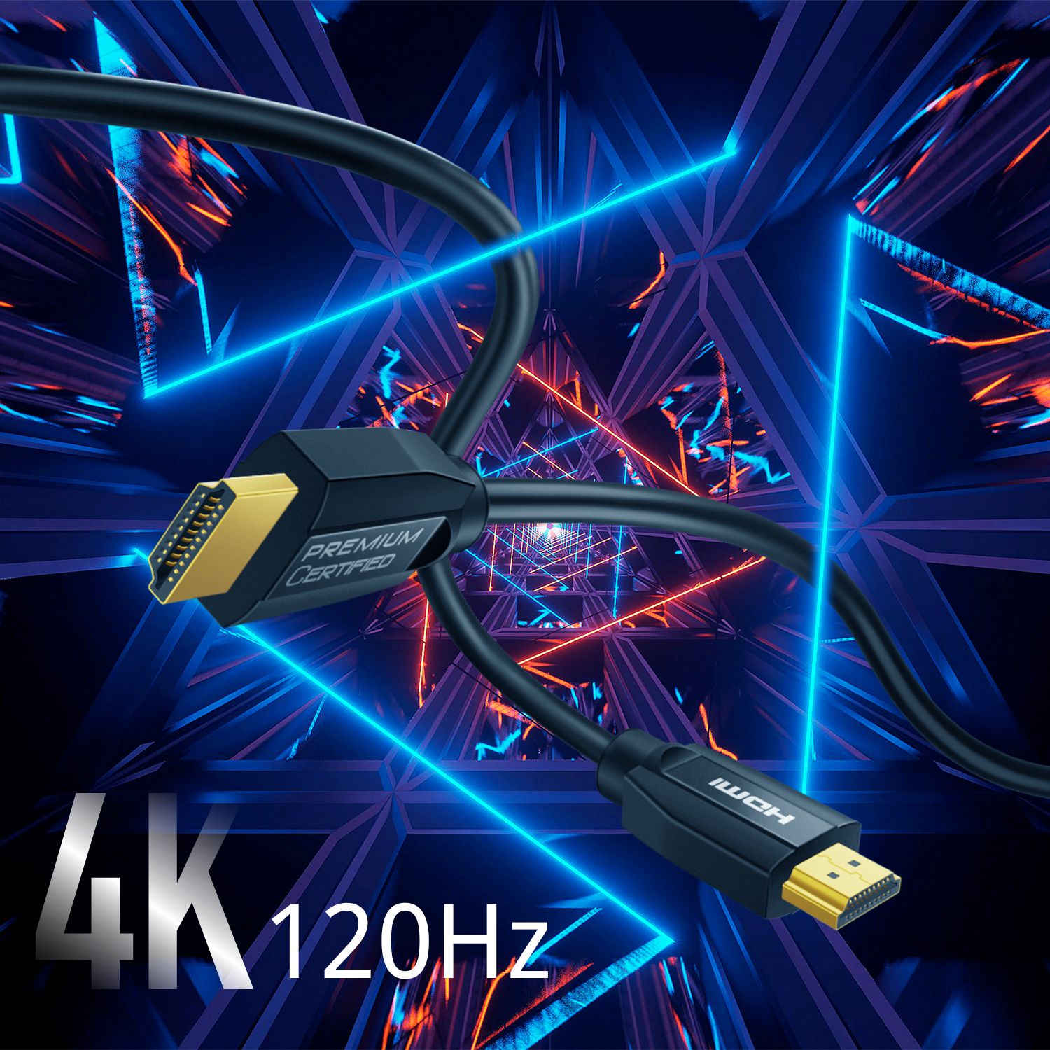 Premium HDMI Cable 4K Certified (3FT) Ultra HD HDR 10 18GBPs HDMI 2.0