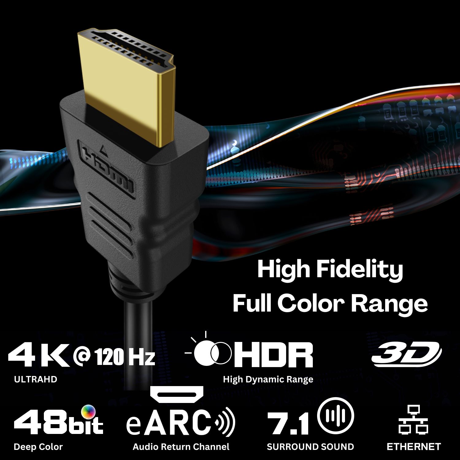 High Speed Performance - High Speed HDMI Cable provides 10.2 Gbps / 340 MHz data transferring speed and up to 240hz Refresh Rates; Supports resolutions up to 4Kx2K (UHD), 4096x2160, 3840x2160, 2560x1600, 2560x1440, 1920x1200, and 1080p picture quality