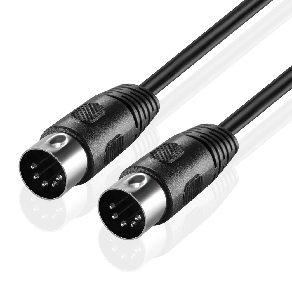 MIDI Cable (1FT) - 5 Pin DIN Male Audio MIDI to MIDI Connector Interface Jack Plug Wire Cord