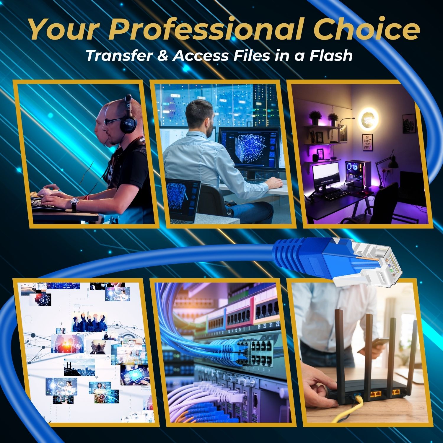 Cat 5e Ethernet Cable 25ft, Cat 5 Internet Patch Cable Cat5e Cable RJ45 Connector LAN Network Cable Cat5 Wire Patch Cord Snagless Computer Ether Wire (25 Foot Blue)