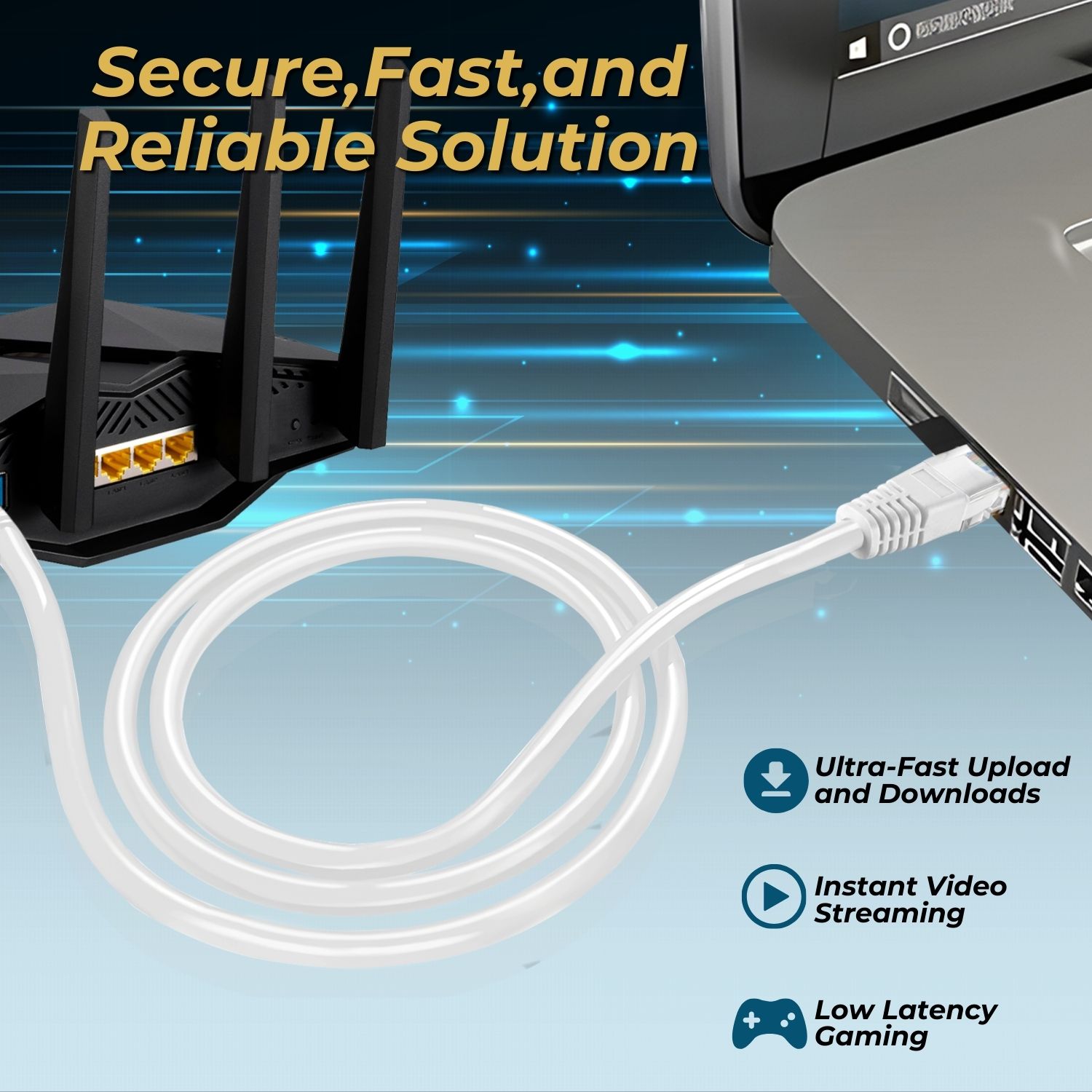 Cat 5e Ethernet Cable 3ft, Cat 5 Internet Patch Cable Cat5e Cable RJ45 Connector LAN Network Cable Cat5 Wire Patch Cord Snagless Computer Ether Wire (3 Foot White)