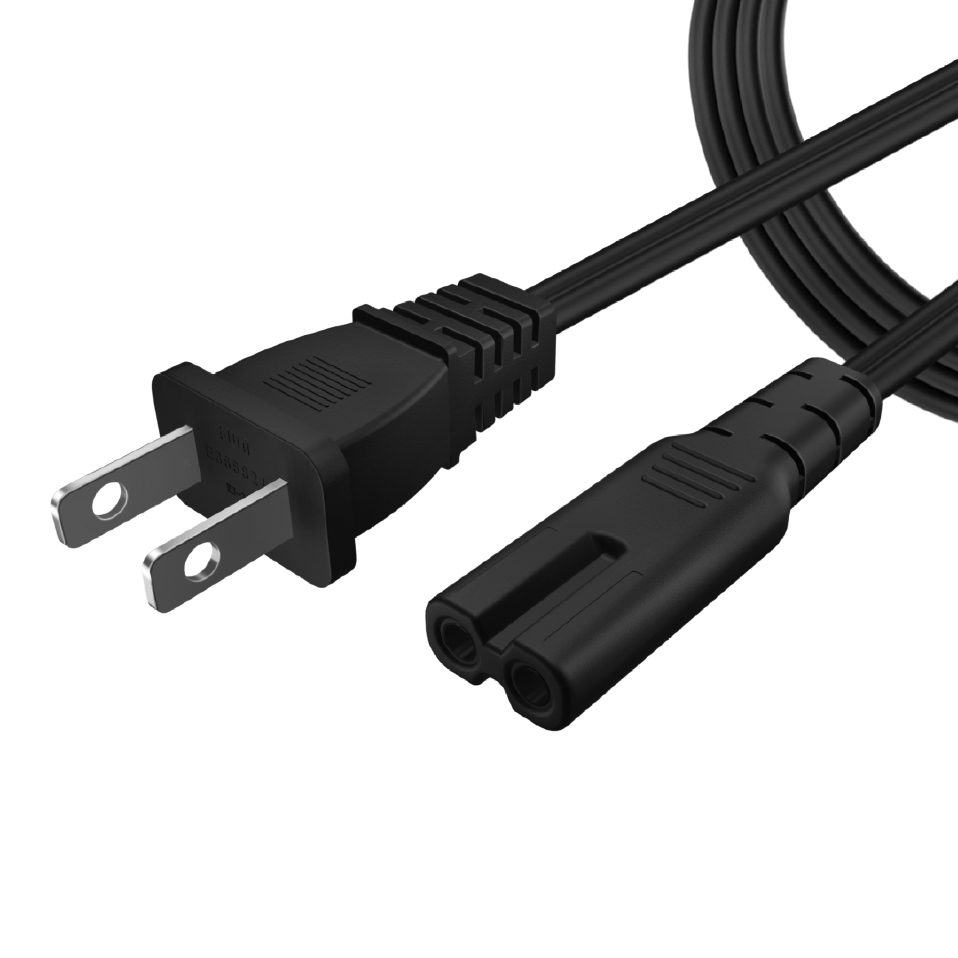 2 Prong Power Cord NEMA 1-15P to IEC320 C7 Power Cable Replacement
