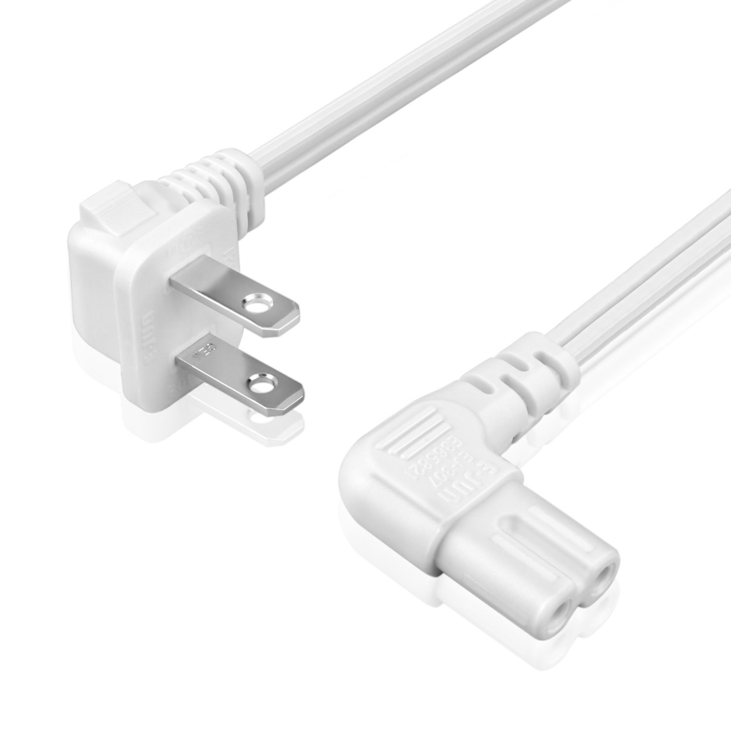 18AWG L-shape US 2-prong AC power cable cord to figure 8 angled samsung TV PS4