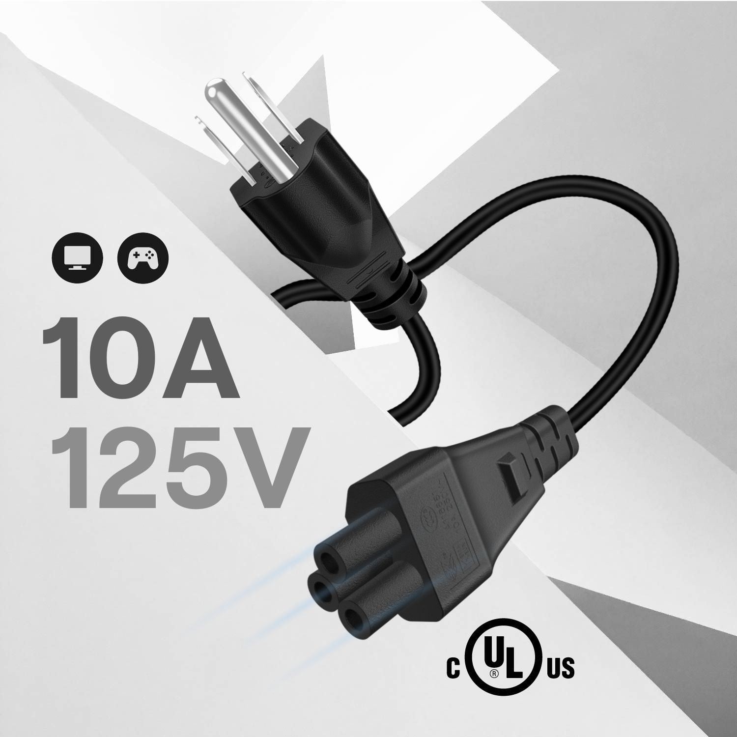 Replacement power cord for most models of a PC laptop power supply adapter for Dell Lenovo IBM HP Compaq Asus Sony Toshiba  Acer Gateway MSI notebook computer that have a removable power cord and use the 3 prong mickey mouse type power plug connector