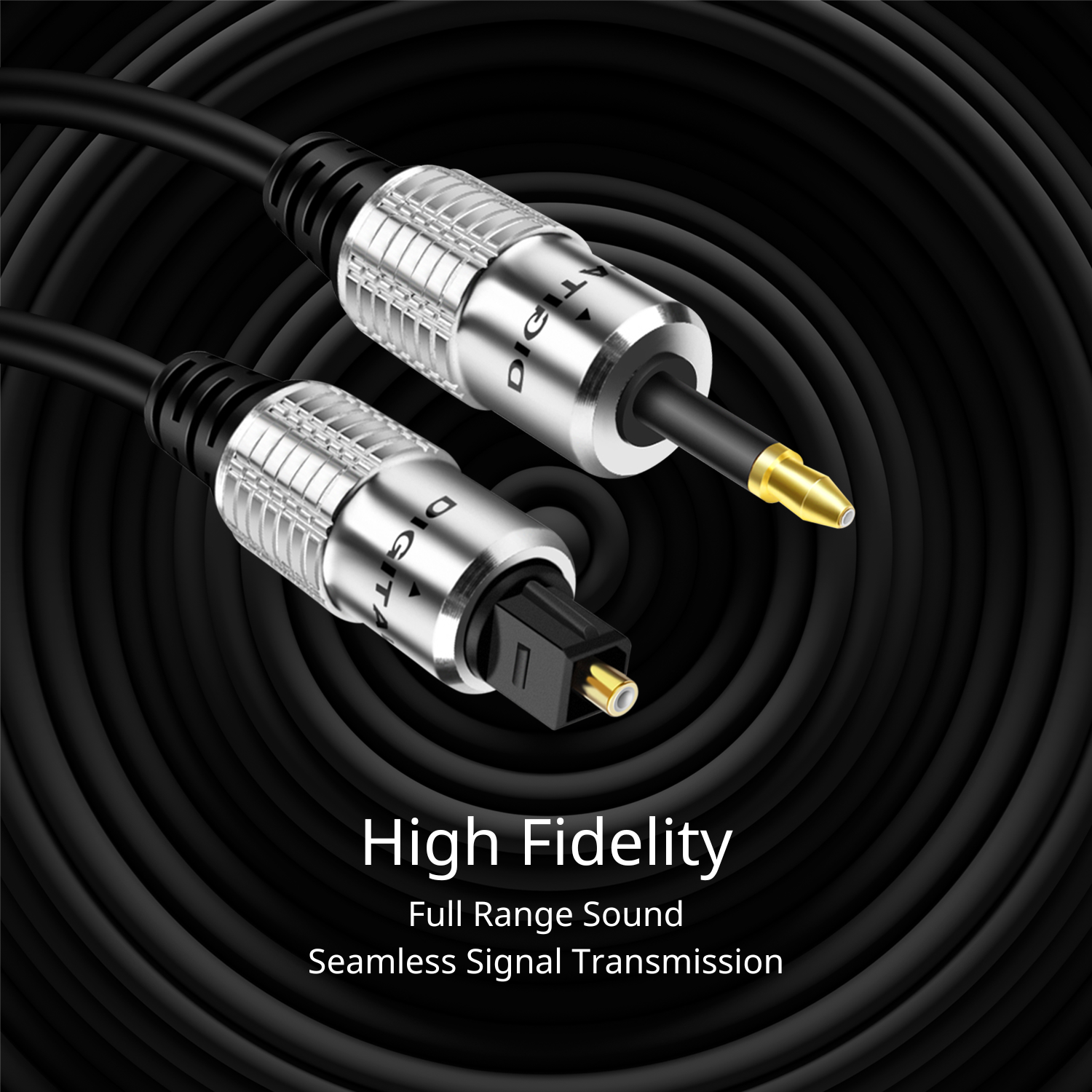 RAWAUX Digitale Optische Kabel 24K Verguld Toslink naar Mini Toslink Kabel 3 ,5mm Optische S/PDIF Audiokabel Adapter voor Chromecast Audio, TV, Soundbar, Luidspreker (Zwart, 1M