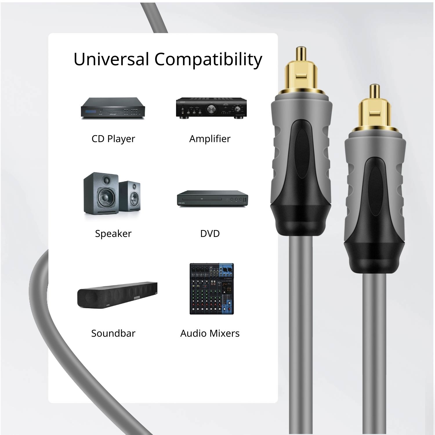 Cinema Quality Sound: This S/PDIF optical digital cable supports PCM, DTS, Dolby, and 5.1 surround sound technology, letting you experience a cinema-level surround sound performance