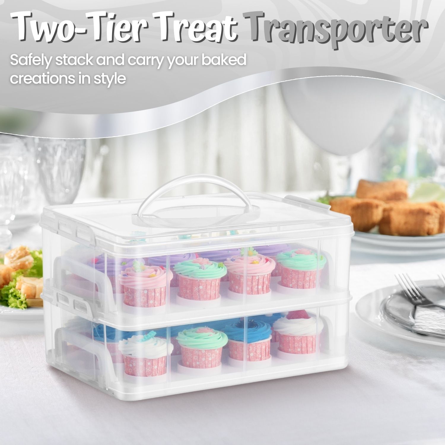 Cupcake Carrier Holder Container Box Plastic Storage Basket Taker ...