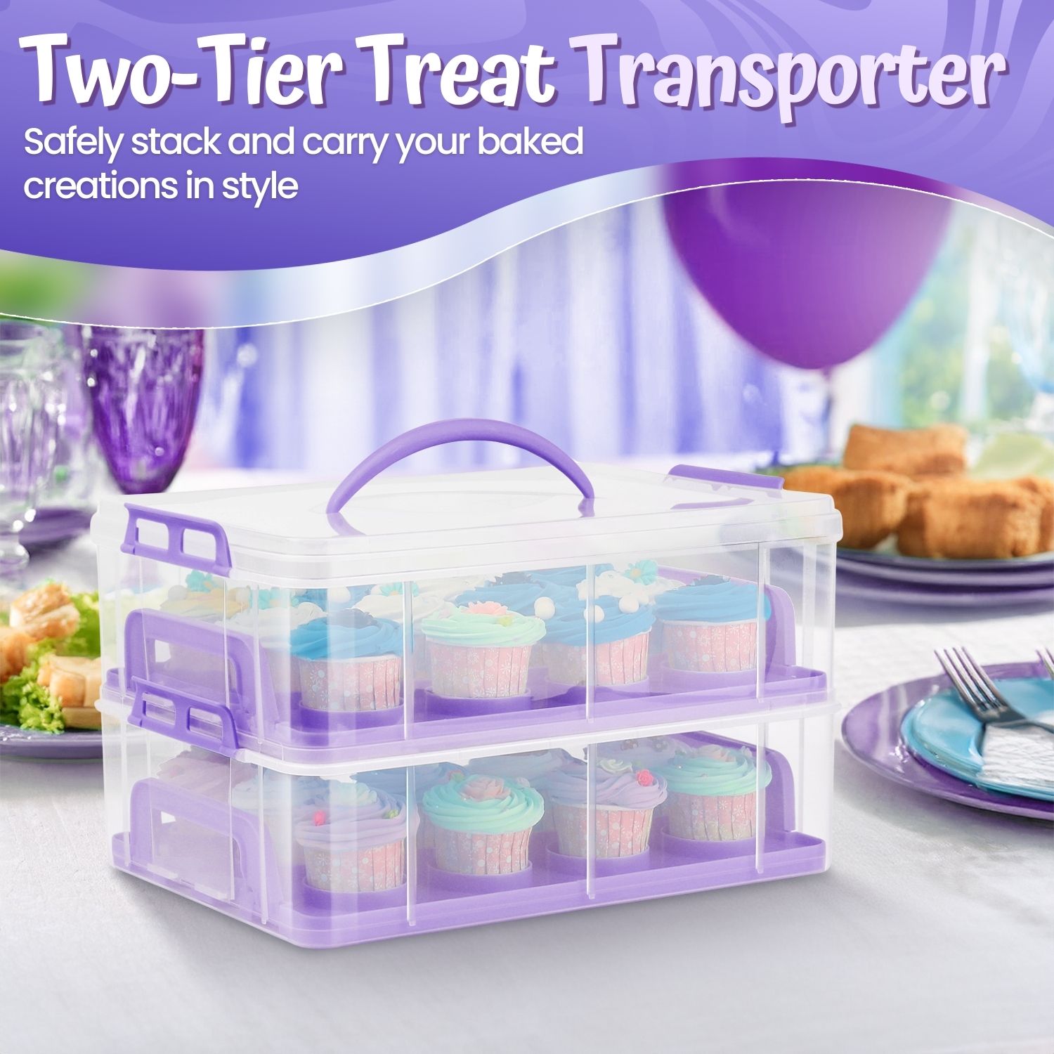 Cupcake Carrier Holder Container Box Plastic Storage Basket Courier