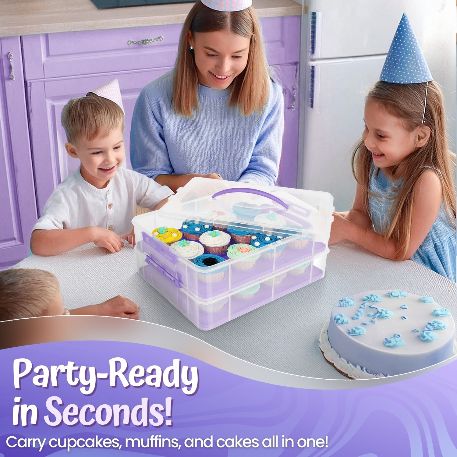 Cupcake Carrier Holder Container Box Plastic Storage Basket Courier