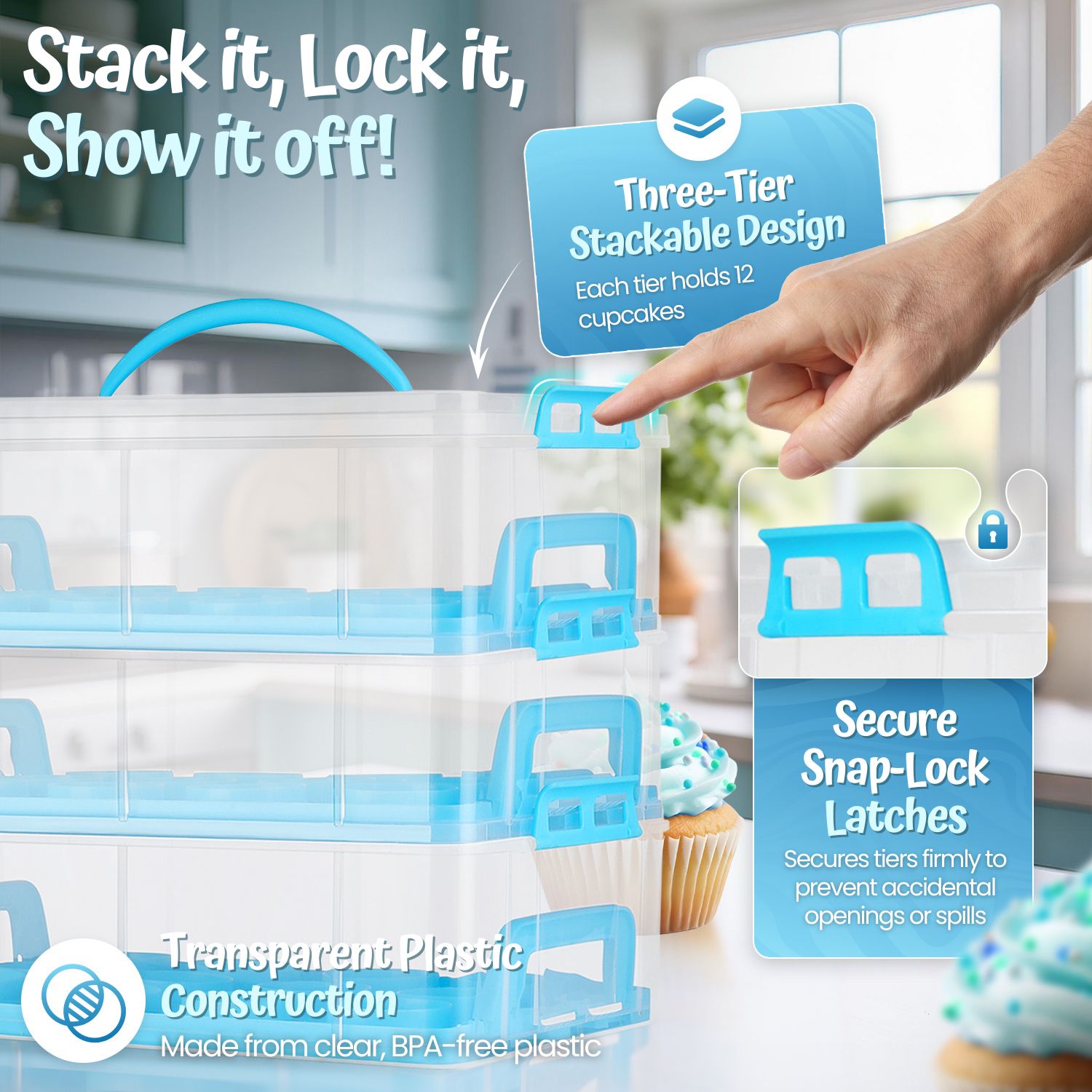 Cupcake Carrier Holder Container Box Plastic Storage