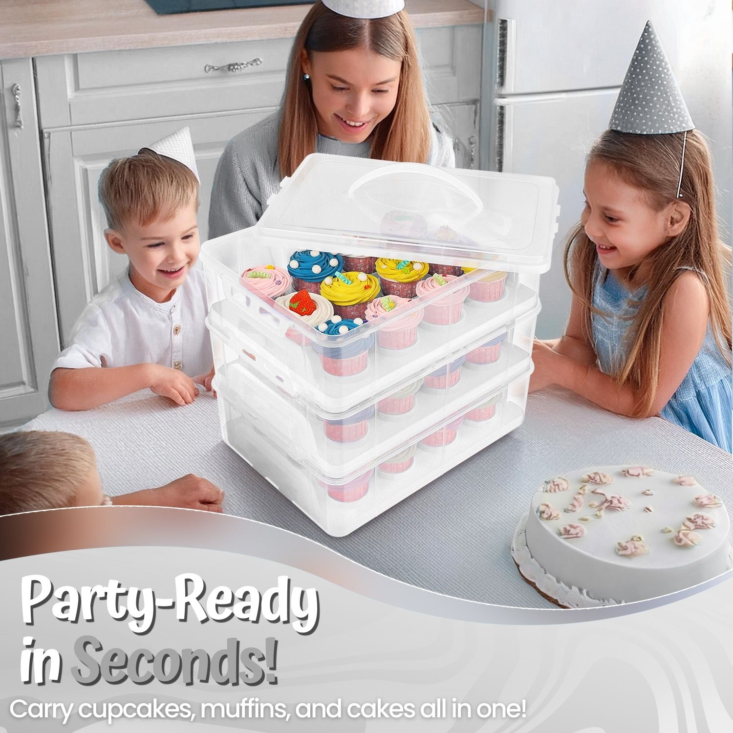 Cupcake Carrier Holder Container Box Plastic Storage Basket Taker