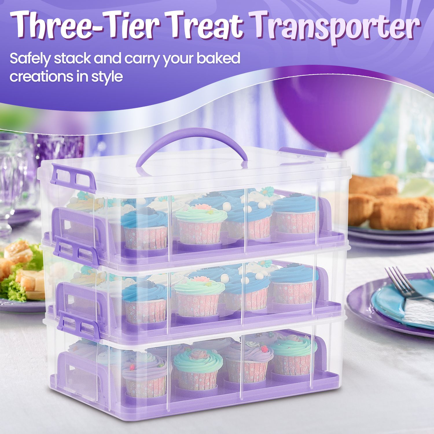 Cupcake Carrier Holder Container Box Plastic Storage Basket Courier