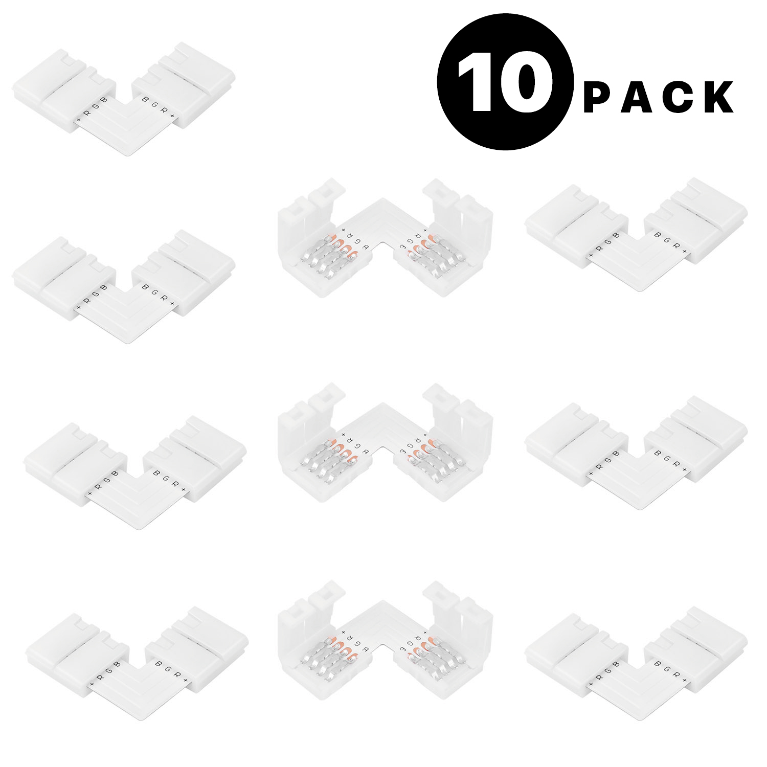 Led Light Strip Connector L Shape Rgb 4 Pin 10mm 3528 Right Angle