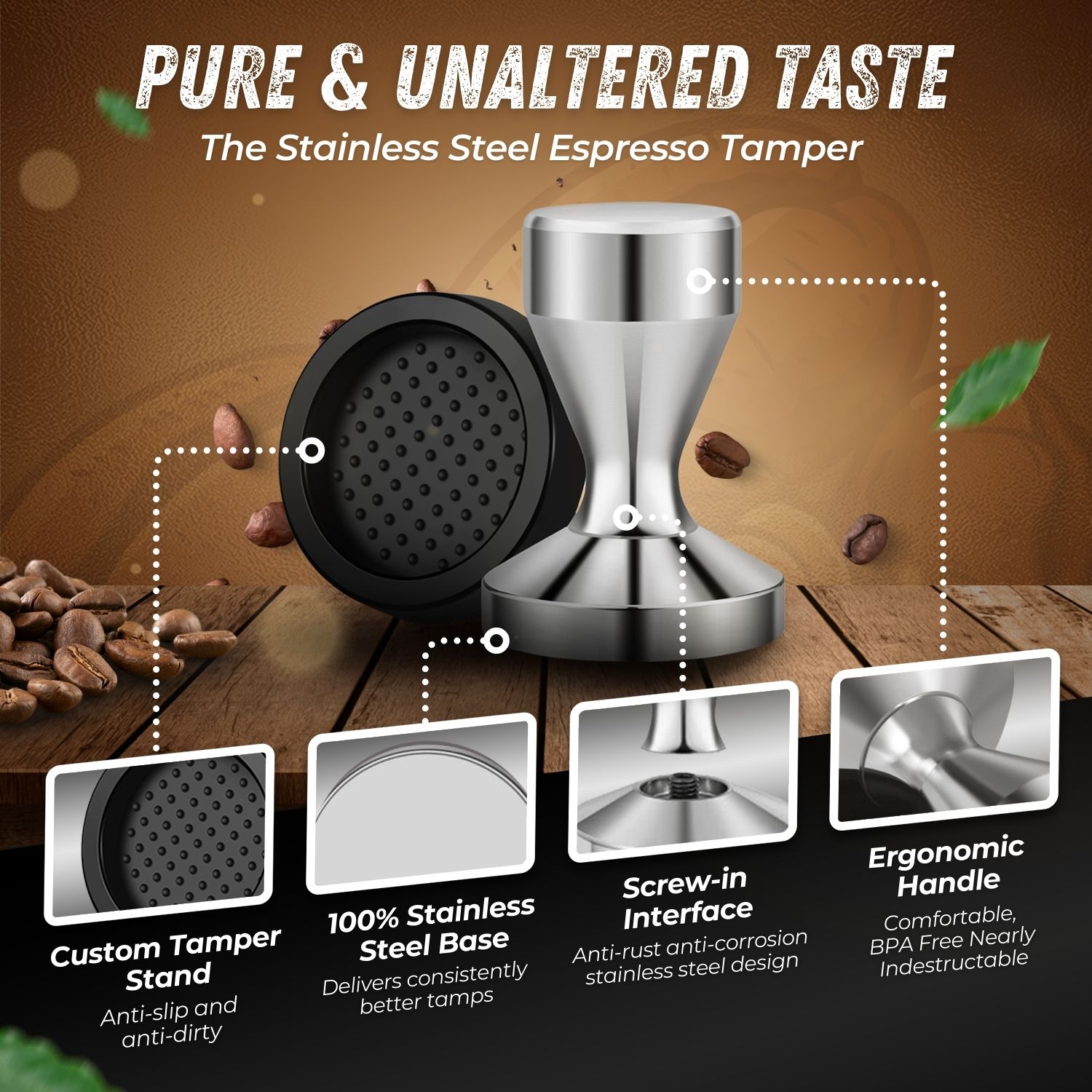 Versatile Tool: An indispensable accessory for any coffee enthusiast or professional barista, our 58mm tamper is compatible with most espresso machines.
