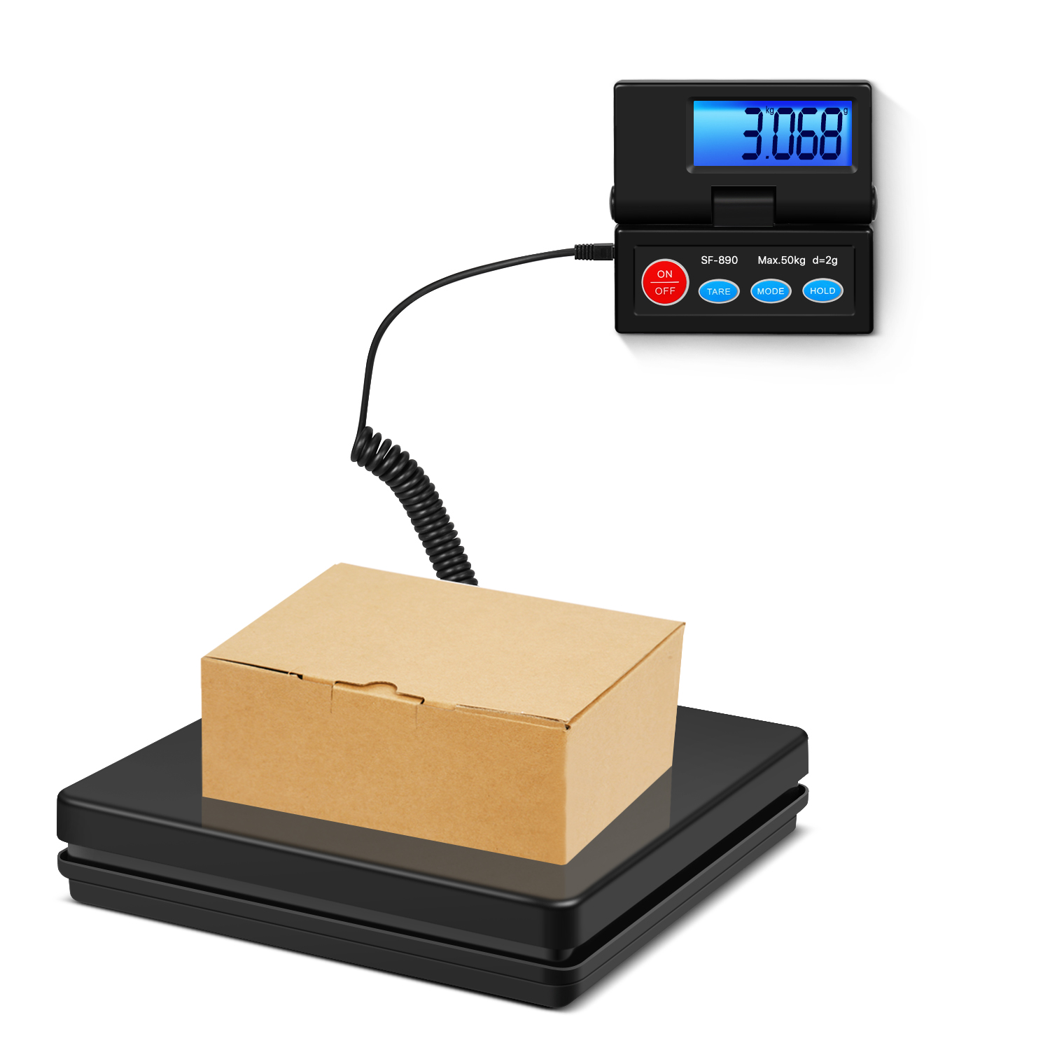 Digital Shipping and Postal Scale, Heavy Duty ABS Platform, 110Lbs 50KG Weight Capacity with LCD Backlight Display and AC Adapter