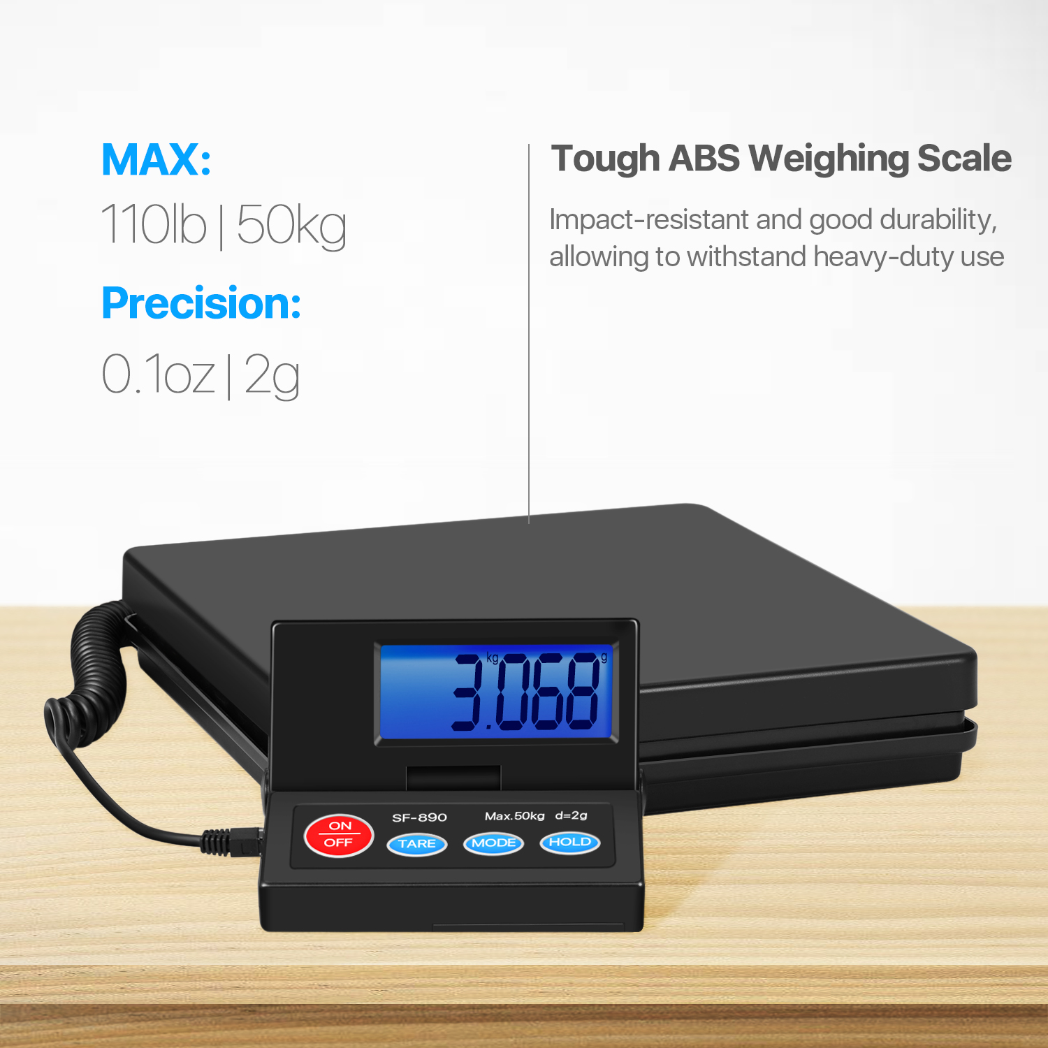 9.8 x 9.8 x 1.6 inches (25x25x4cm) ABS weighing platform for medium to small packages