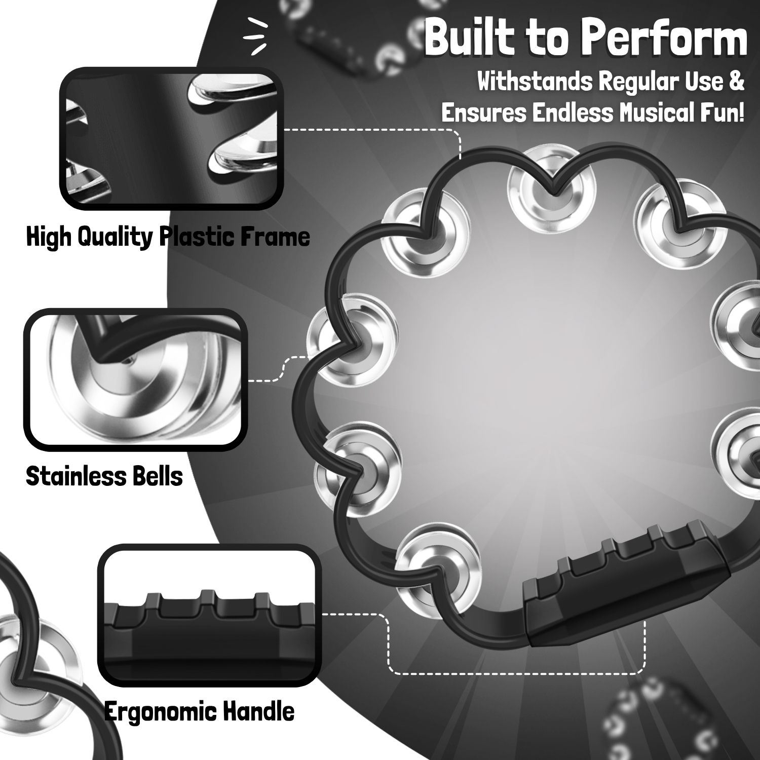 Perfect Gift Choice: Whether for a budding musician or a music enthusiast, our professional tambourines for adults make an excellent gift that brings joy & creativity to anyone's musical journey