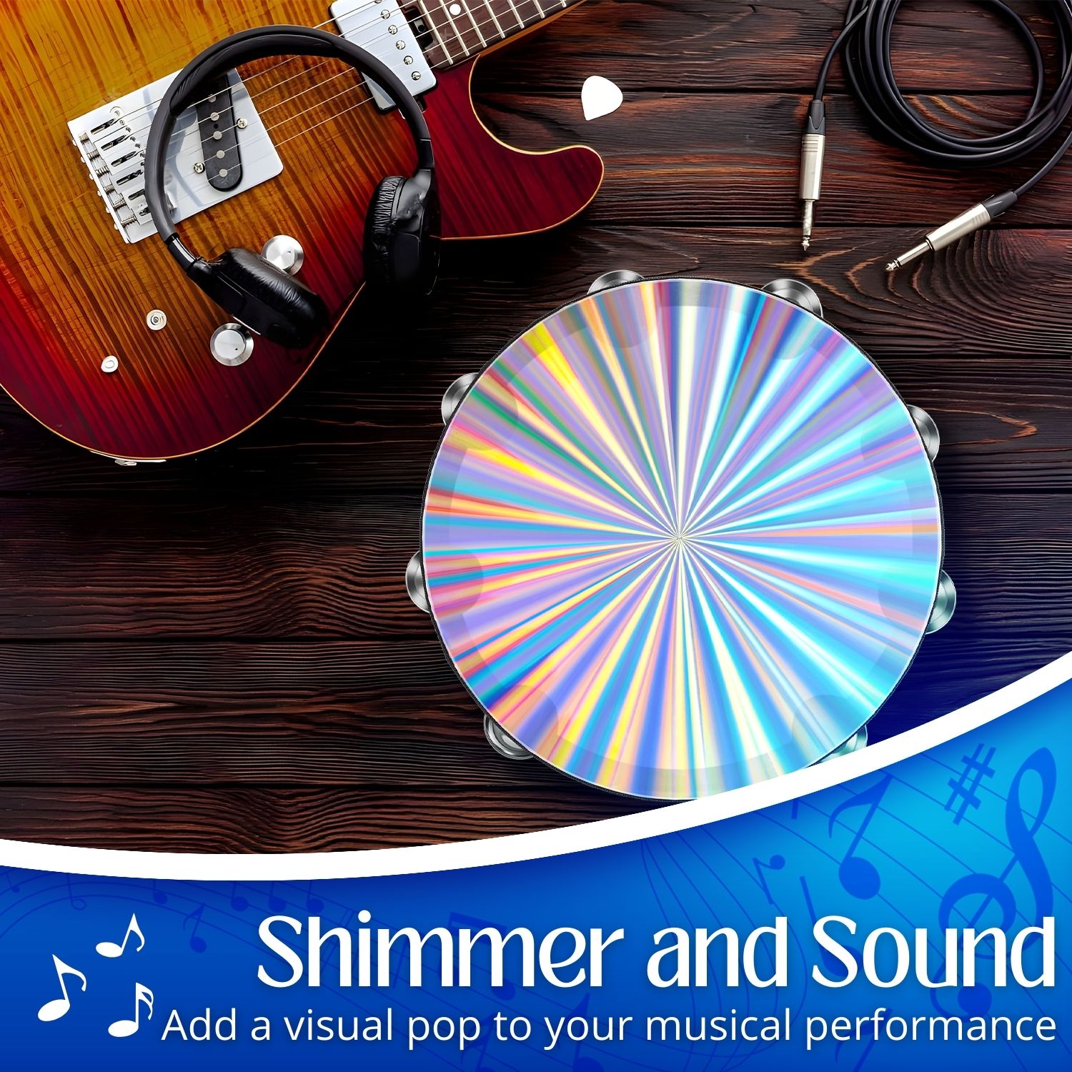 Solo Performance Ready: This 10-inch adults and kids tambourine, with a bright, attention-grabbing reflective drum head, offers a full, resonant tone perfect for solo performances or ensemble