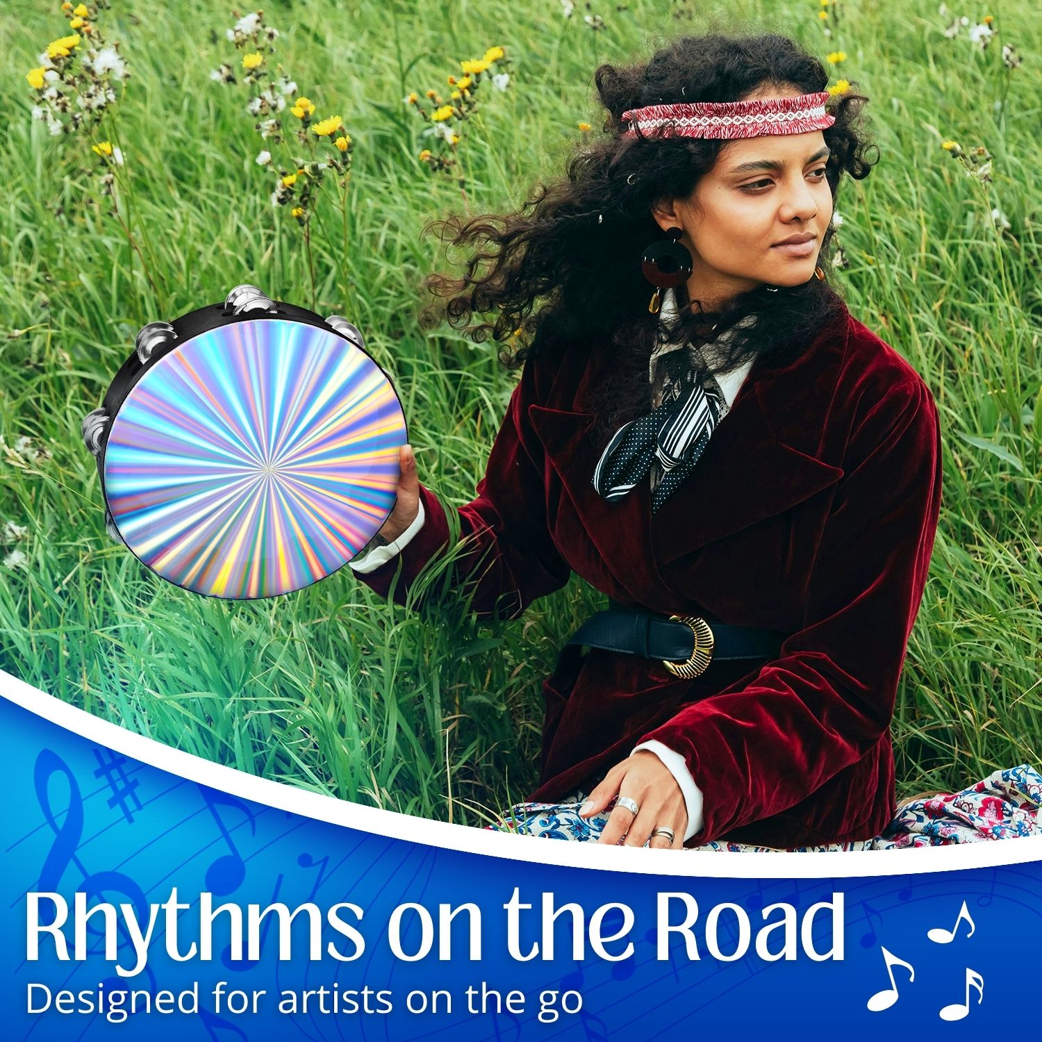 Visual Appeal: The radiant surface of our tambourines for adults and kids shimmers under stage lights or sunlight, adding a dynamic visual element to your musical expression