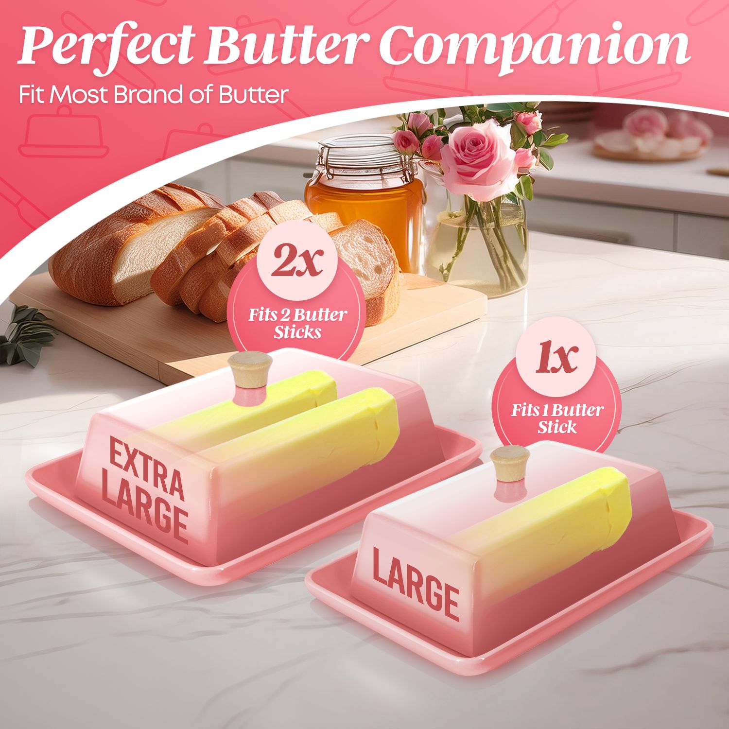 Pure and Safe: Crafted from contaminant-free pink porcelain, this European butter dish ensures your butter is not just stored but preserved in a wholesome manner