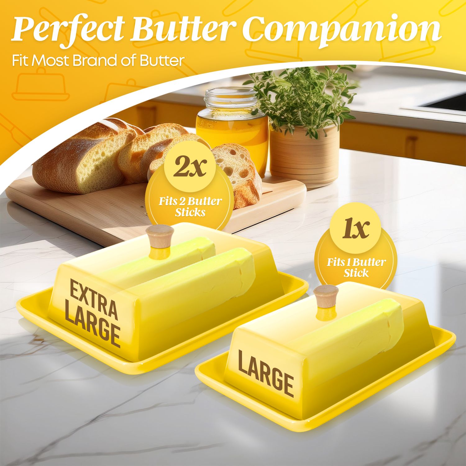 Pure and Safe: Crafted from contaminant-free yellow porcelain, this European butter dish ensures your butter is not just stored but preserved in a wholesome manner