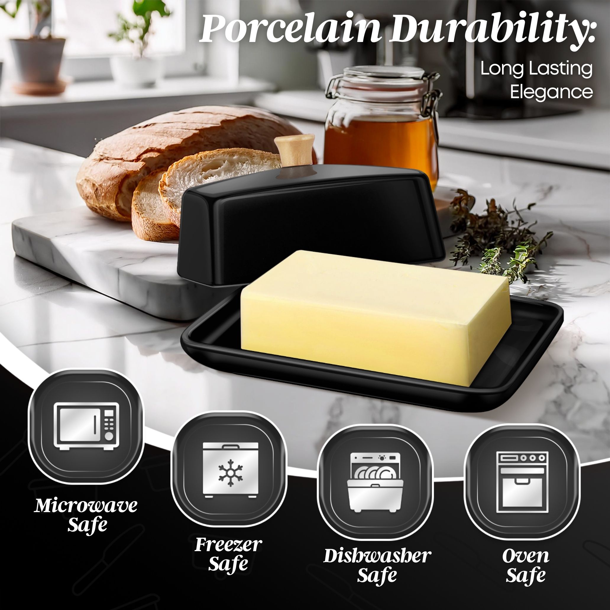 Versatile Elegance: More than a butter container, transform every use into an experience, as it elegantly holds cheeses, chocolates, or even serves as a charming fruits platter, catering to every occasion