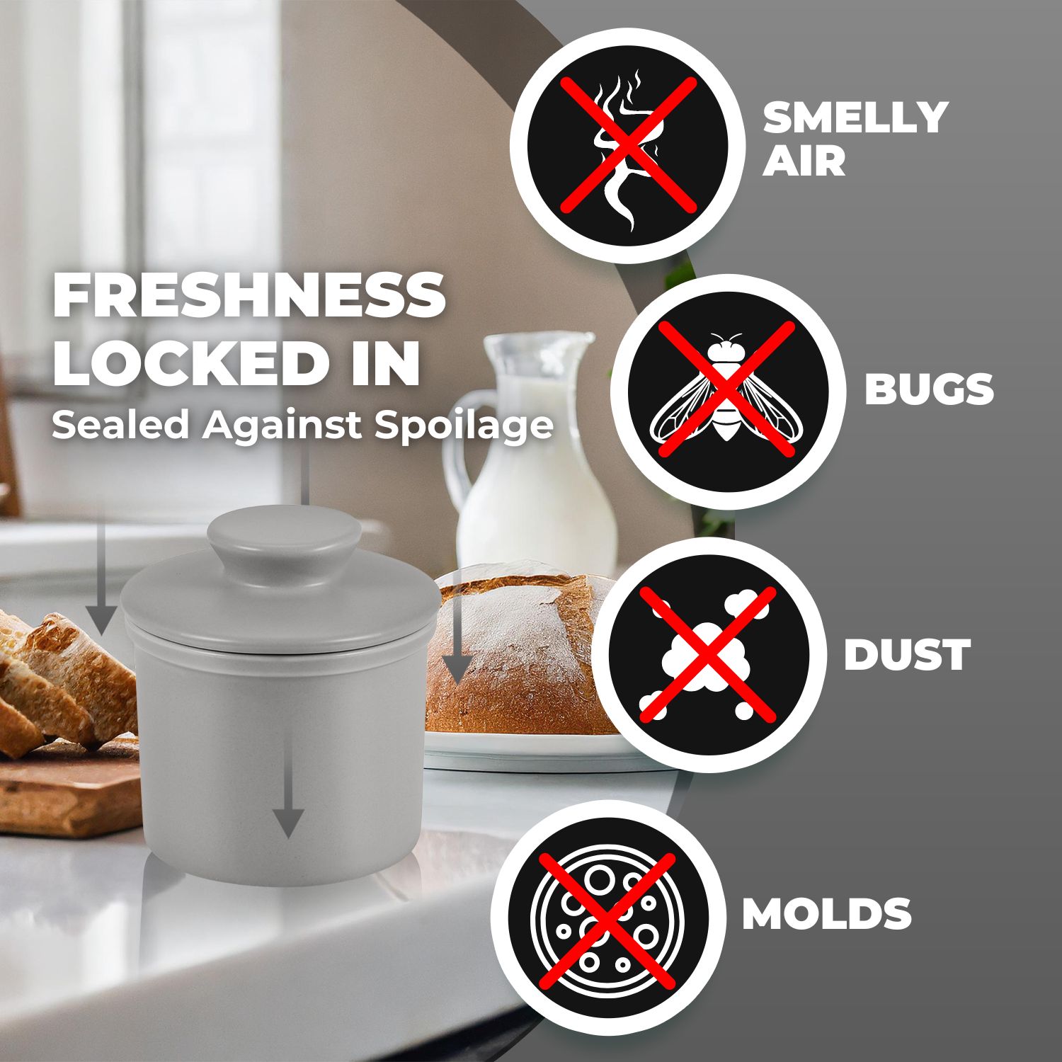 Gorgeous Porcelain & Finish - The butter crock is made of durable professional LEAD-FREE ceramic grade porcelain, chip-resistant, and dishwasher safe. An attractive d&eacute;cor for the kitchen table countertop