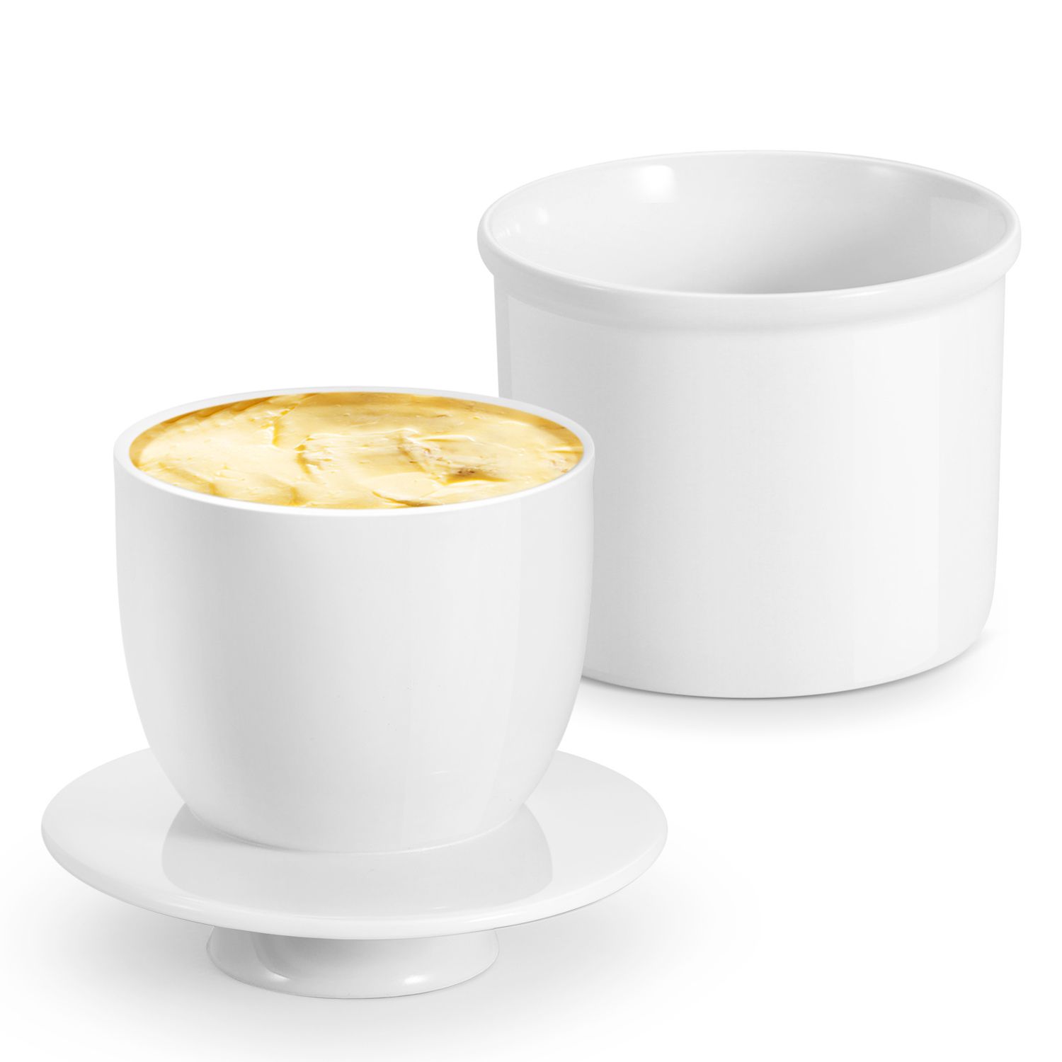 Porcelain Butter Bell Crock Butter Keeper, French Butter Dish with Lid, Tabletop Spreadable Soft and Fresh Water Sealed Butter Holder Cafe Retro Collection Farmhouse Decor (White)