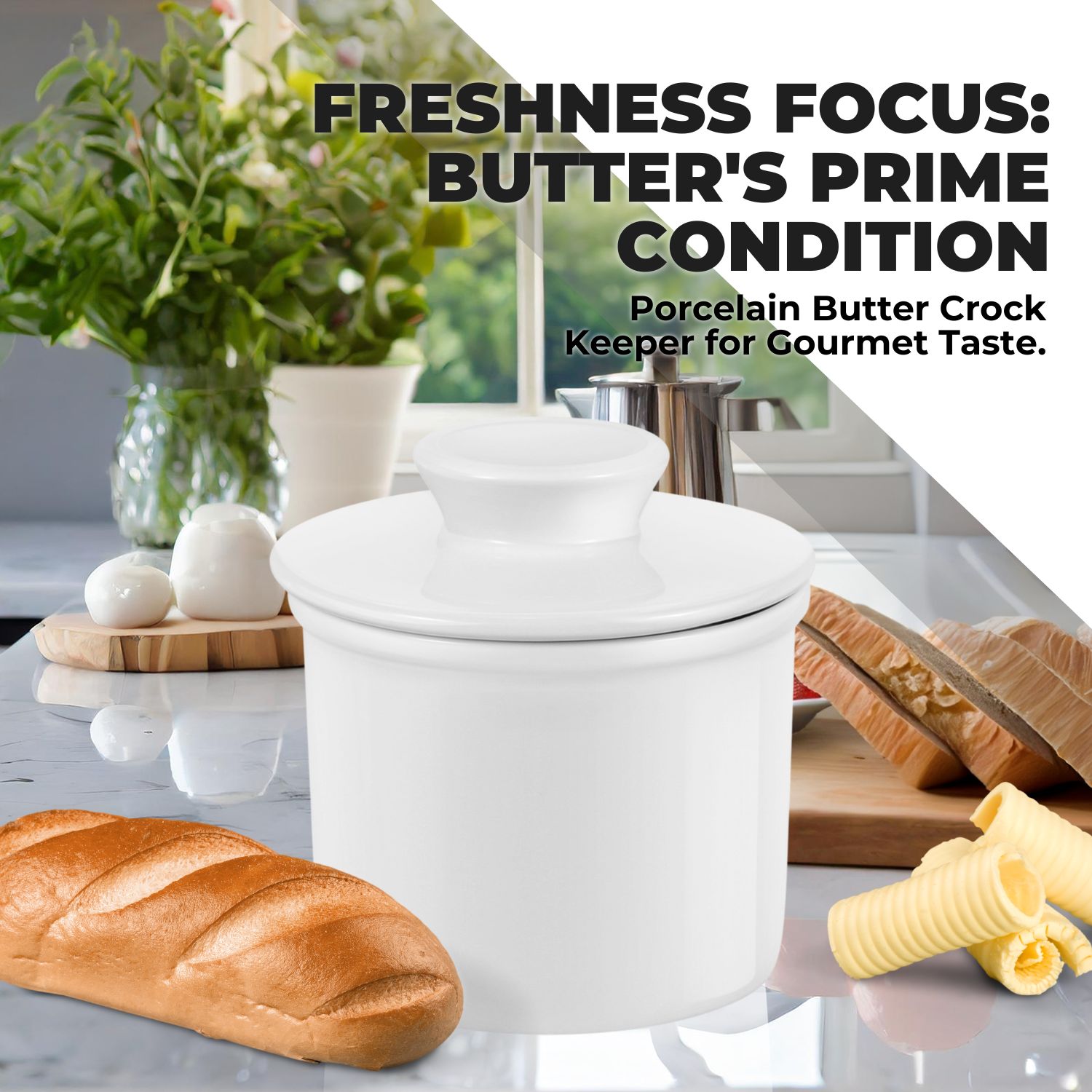 Airtight Seal Keep Butter Fresher For Longer - Butter crocks provids an air tight seal that shields your butter from light, air, and bacteria that may cause spoilage outside the fridge.